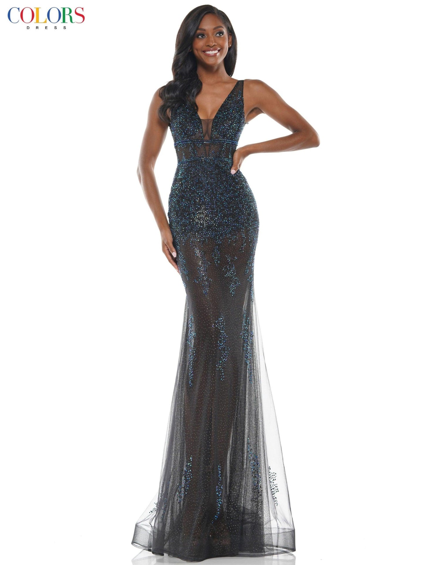 Colors Long Formal Sleeveless Prom Gown 2563 - The Dress Outlet