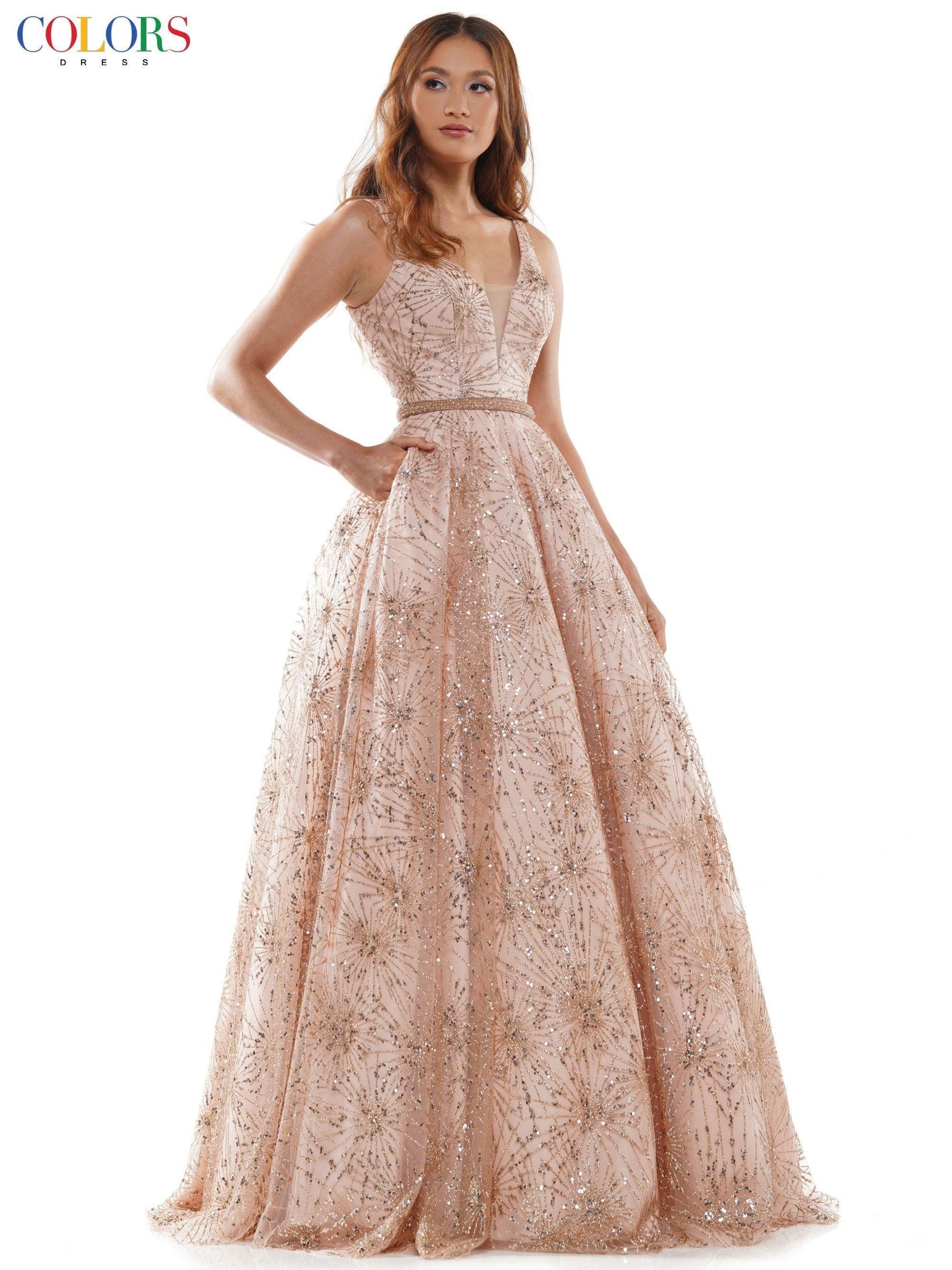 Colors Long Formal Sleeveless Prom Gown Sale - The Dress Outlet