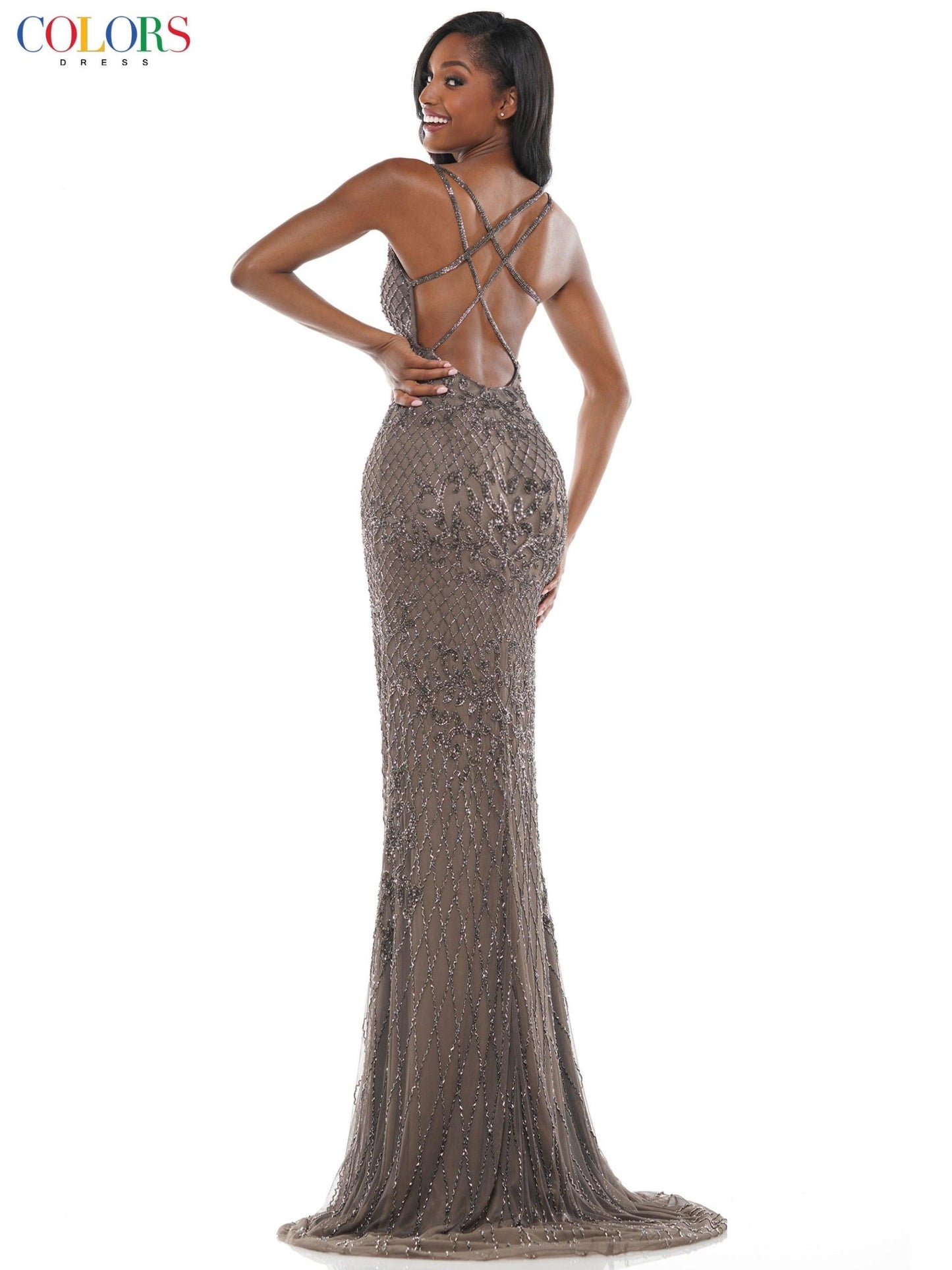 Colors Long Formal Spaghetti Strap Prom Dress 106 - The Dress Outlet