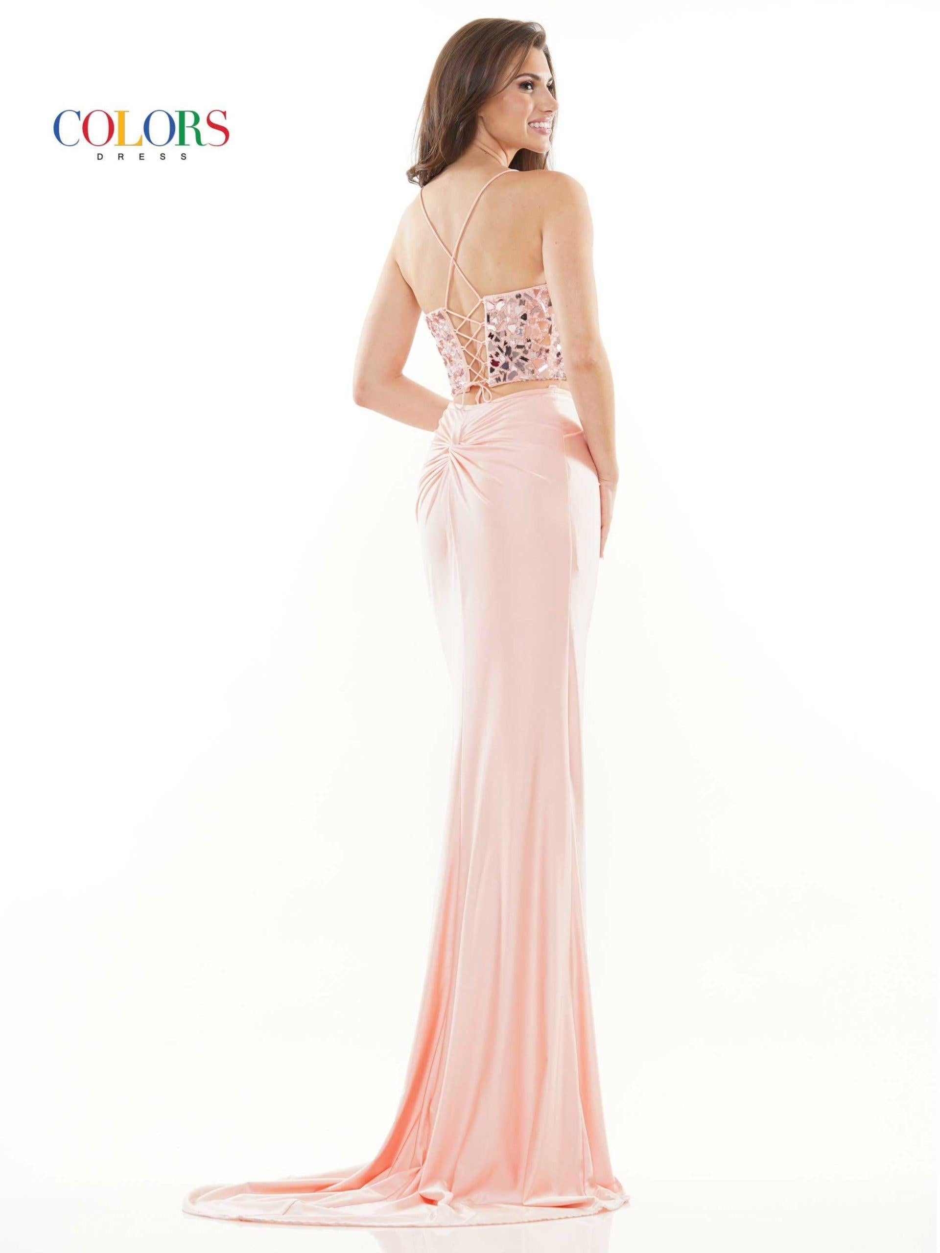 Colors 2688 Colors Long Formal Two Piece Beaded Prom Dress
