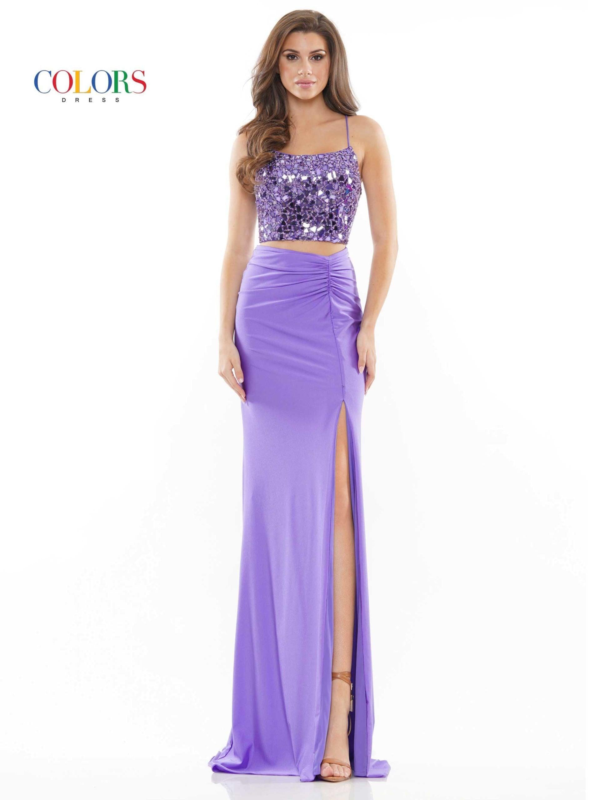 Colors 2688 Colors Long Formal Two Piece Beaded Prom Dress