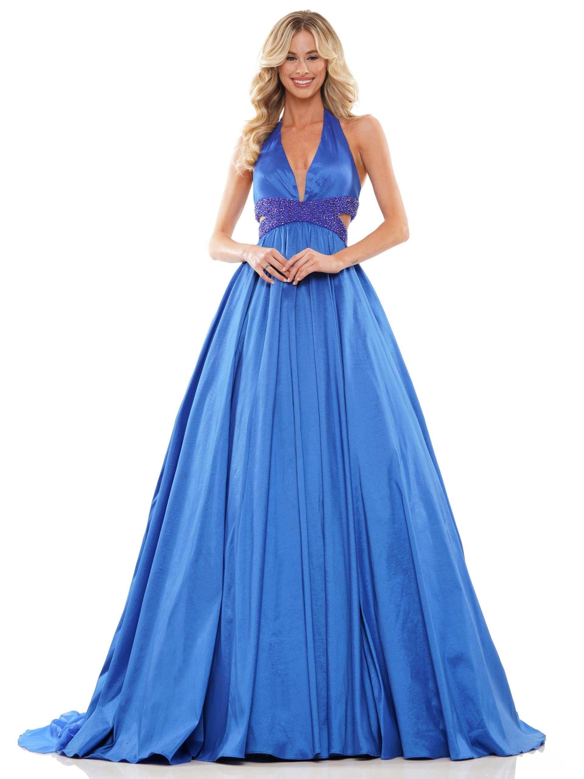 Colors Long Halter Evening Dress 2910 - The Dress Outlet
