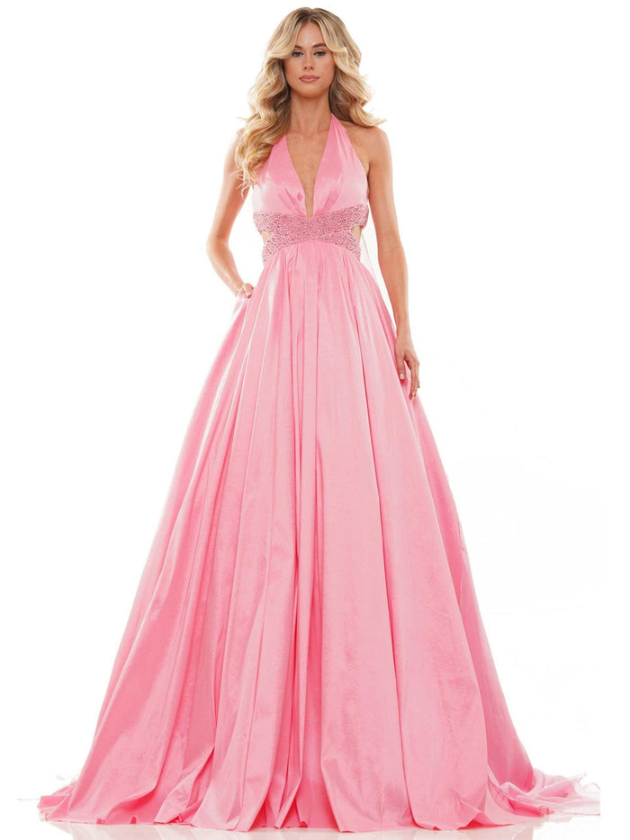 Colors Long Halter Evening Dress 2910 - The Dress Outlet