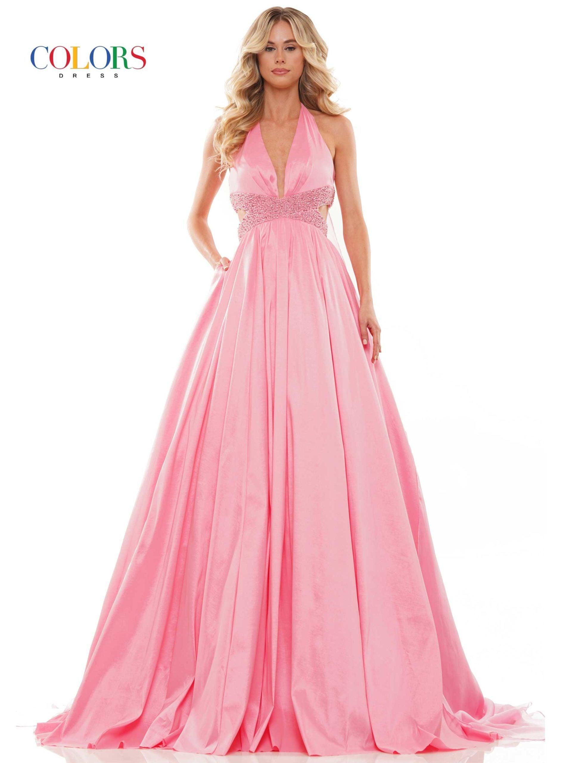 Colors Long Halter Evening Dress 2910 - The Dress Outlet