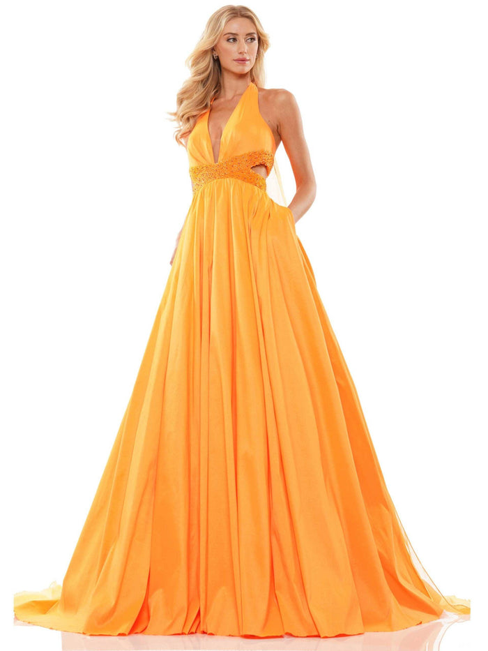 Colors Long Halter Evening Dress 2910 - The Dress Outlet