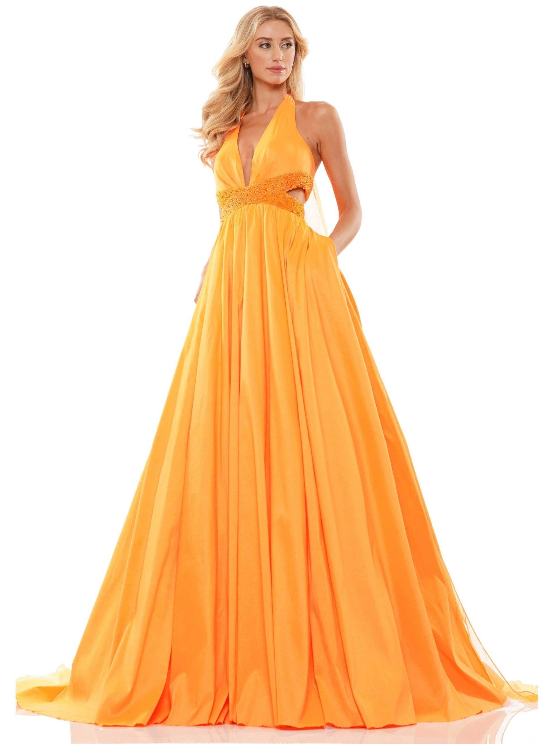 Colors Long Halter Evening Dress 2910 - The Dress Outlet