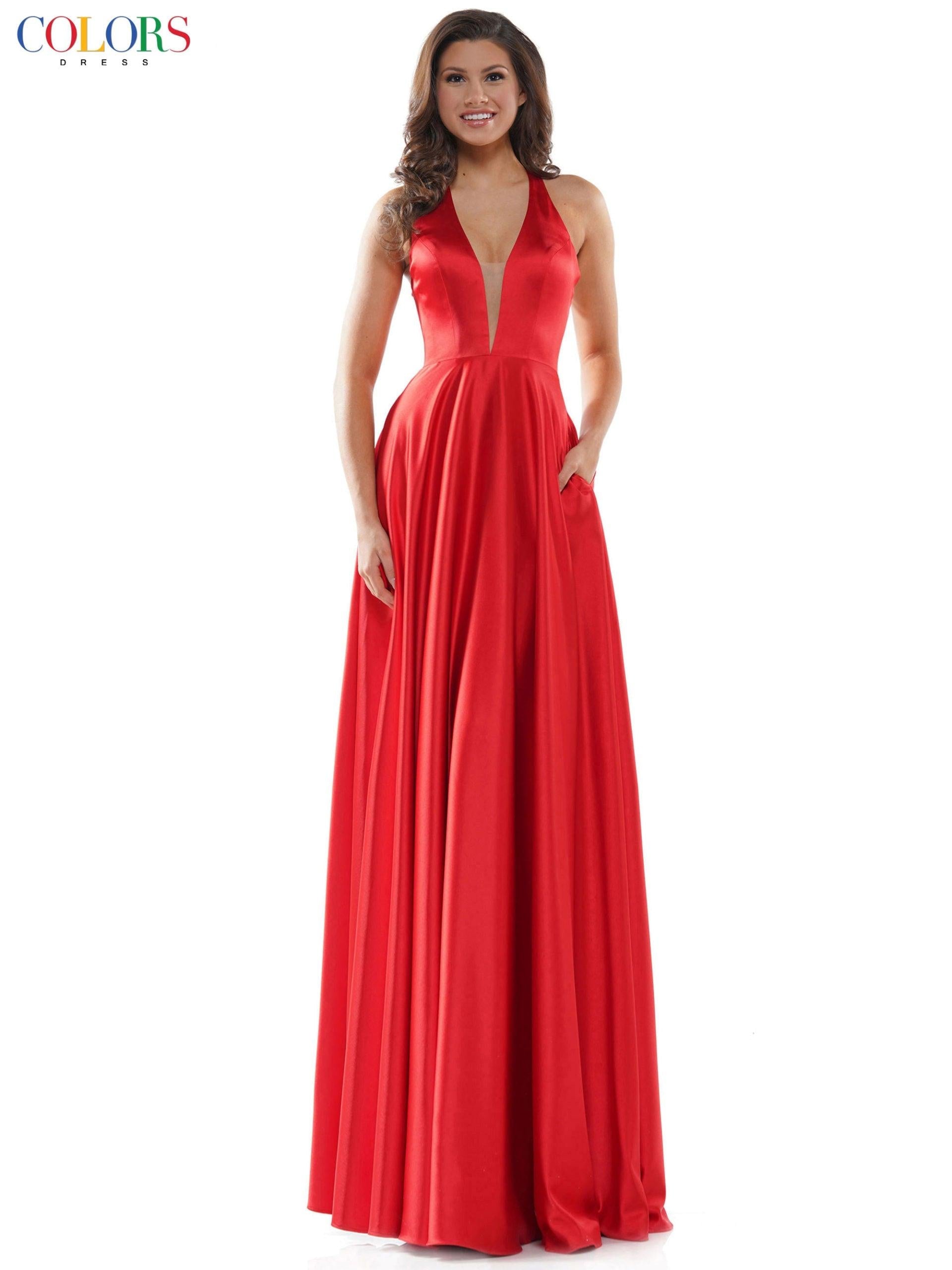 Colors 2633 Colors Long Halter Formal Prom Dress