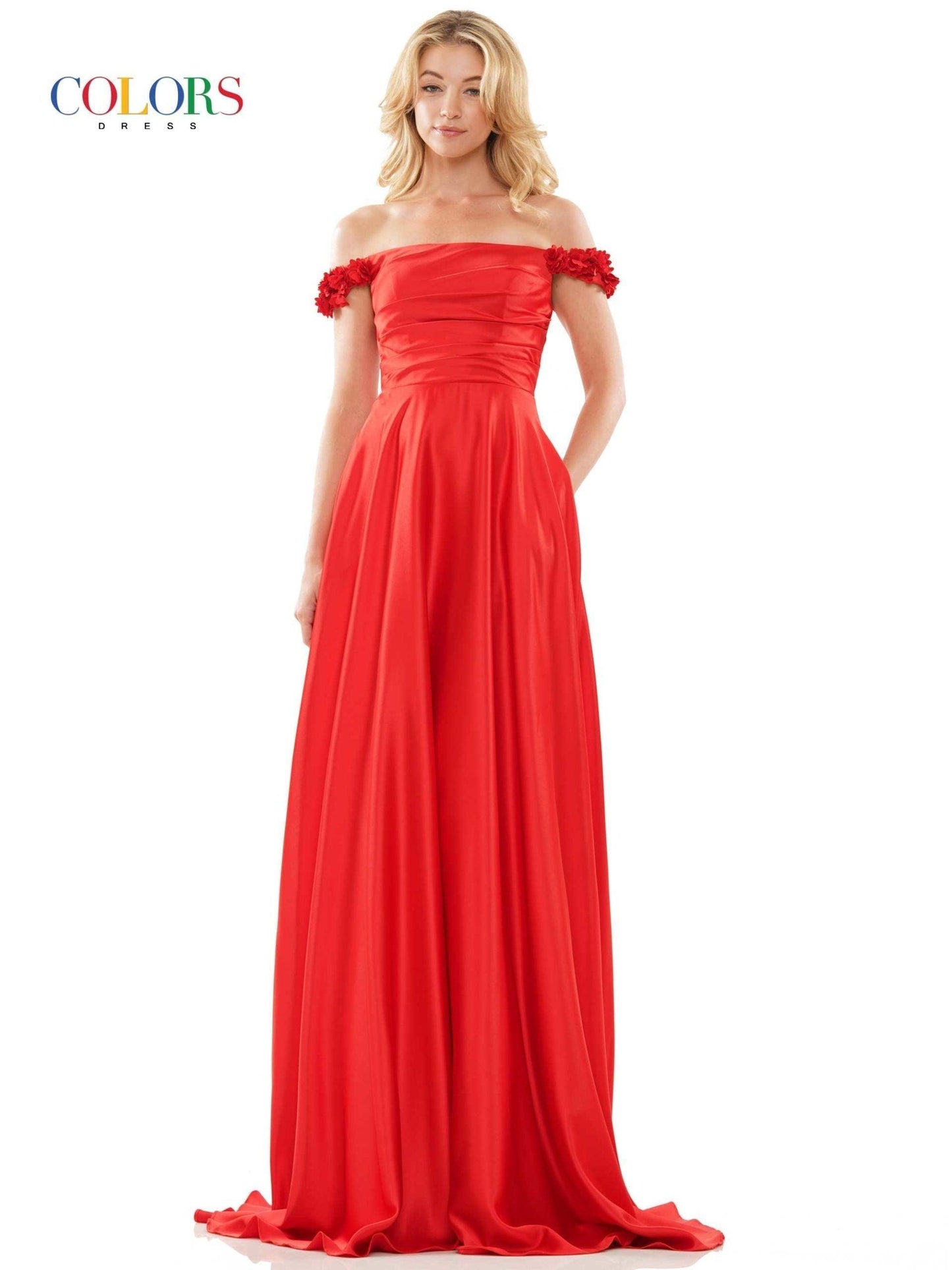 Colors Long Off Shoulder Formal Dress 2861 - The Dress Outlet