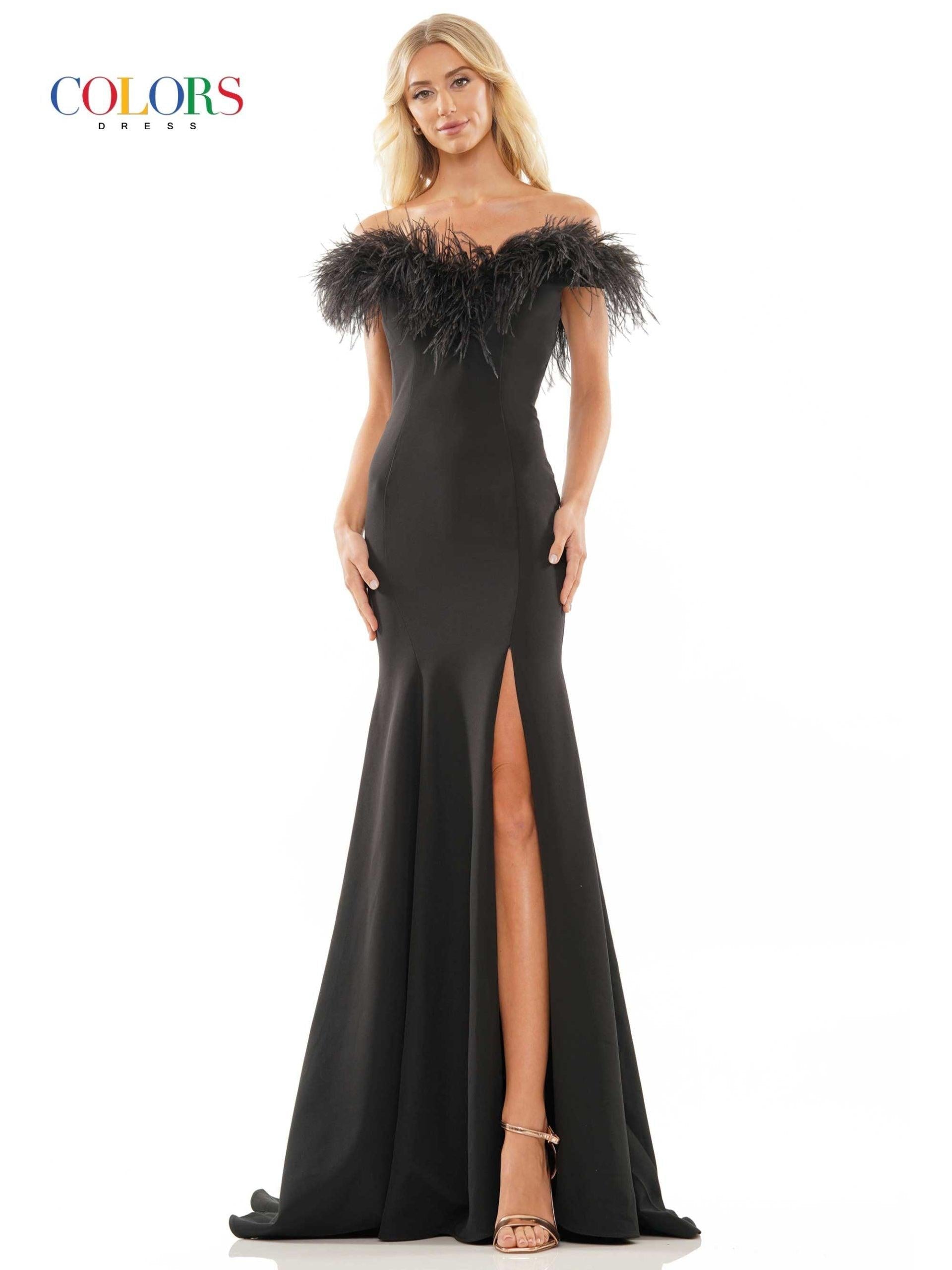 Colors 2663 Colors Long Off Shoulder Formal Prom Dress