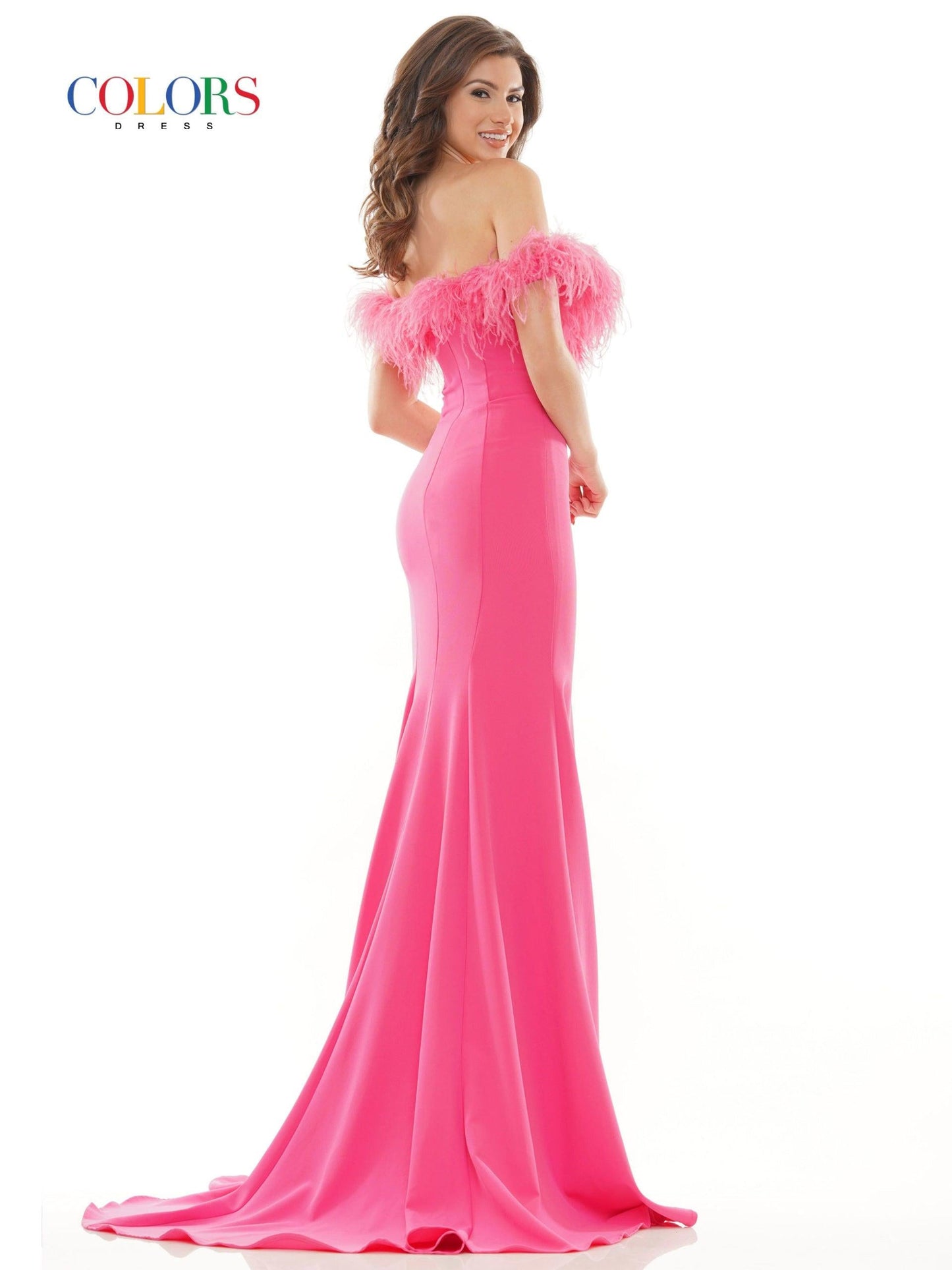Colors Long Off Shoulder Formal Prom Dress 2663 - The Dress Outlet