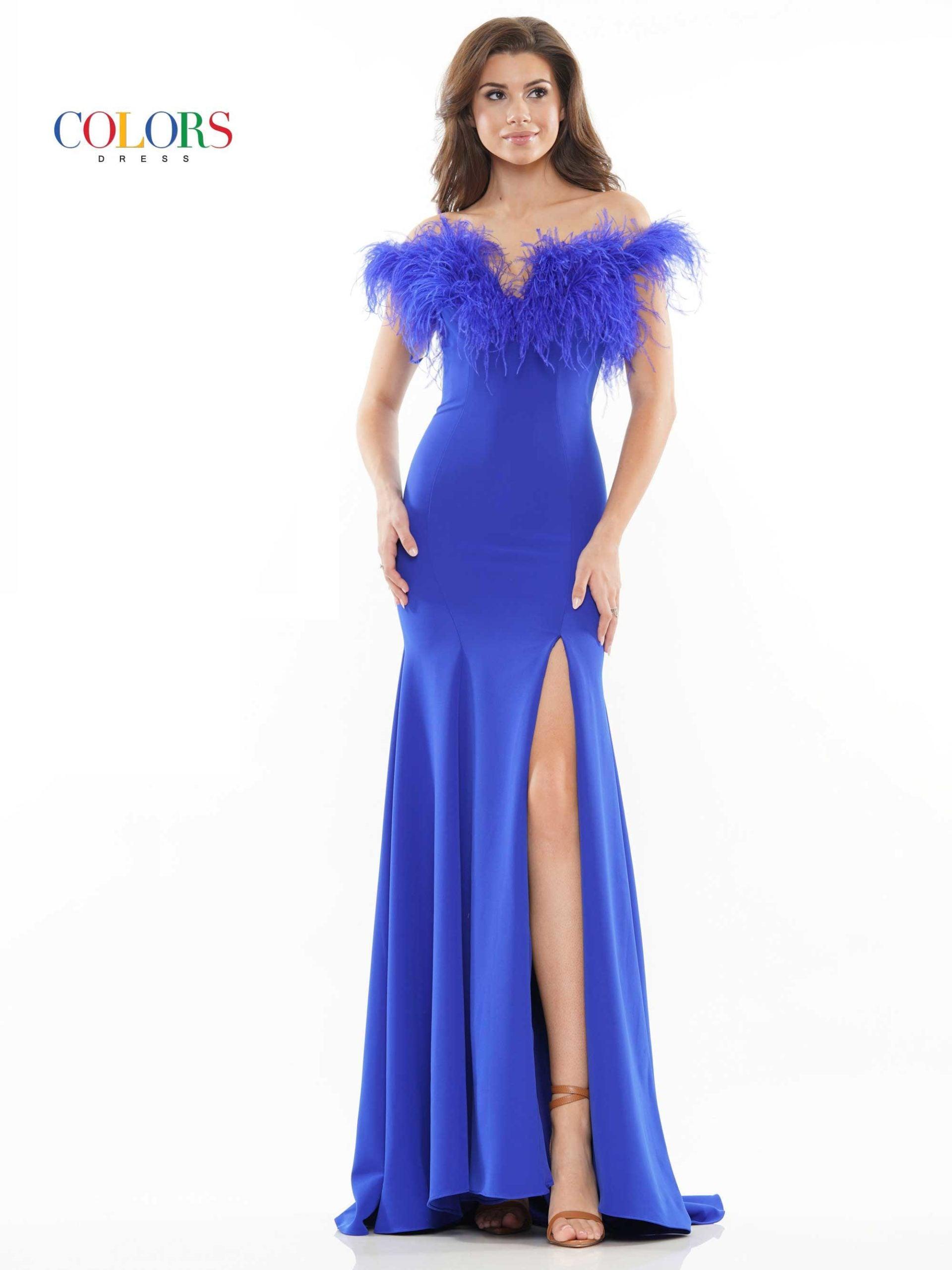 Colors 2663 Colors Long Off Shoulder Formal Prom Dress