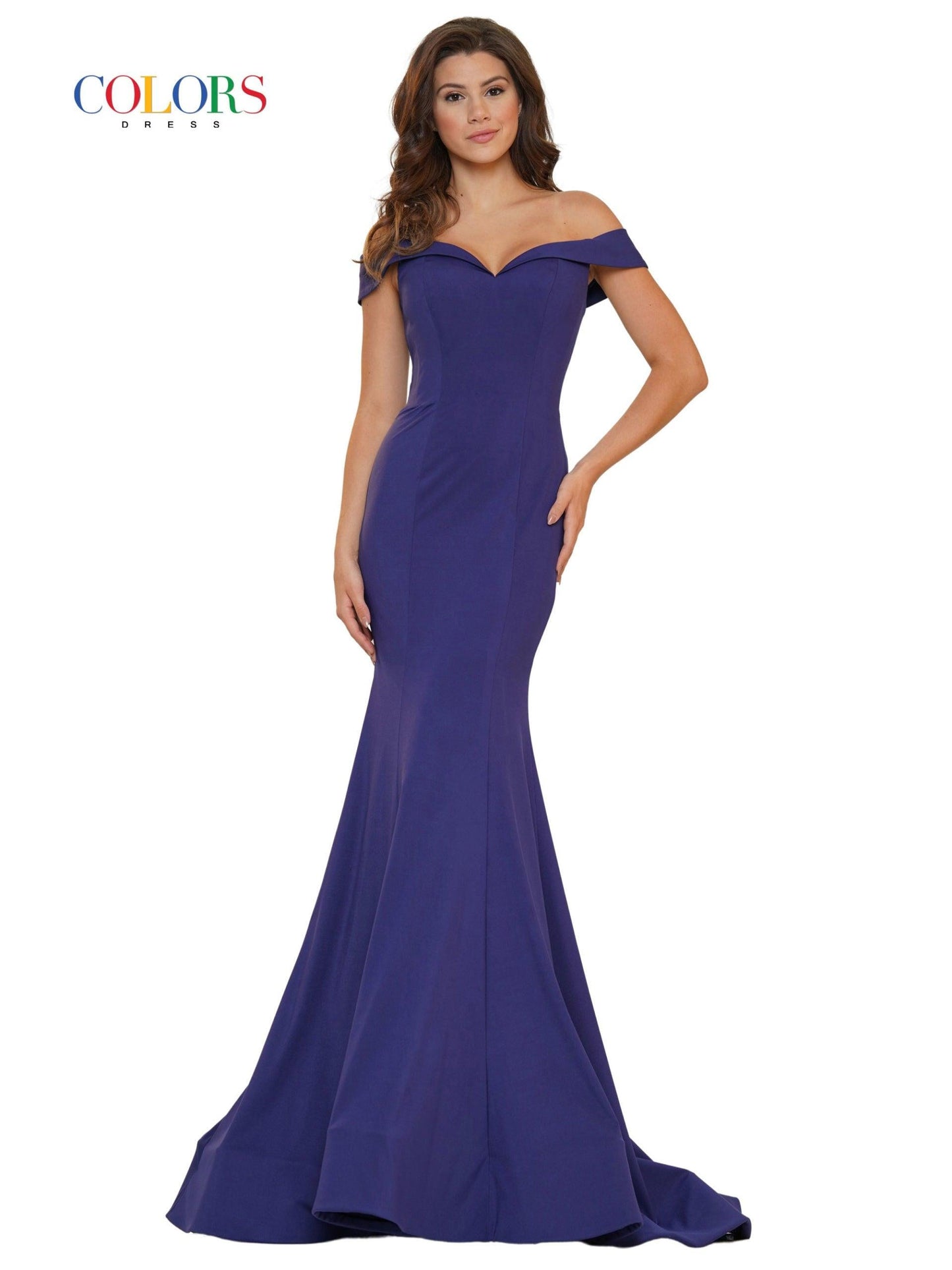 Colors Long Off Shoulder Formal Prom Dress 2709 - The Dress Outlet
