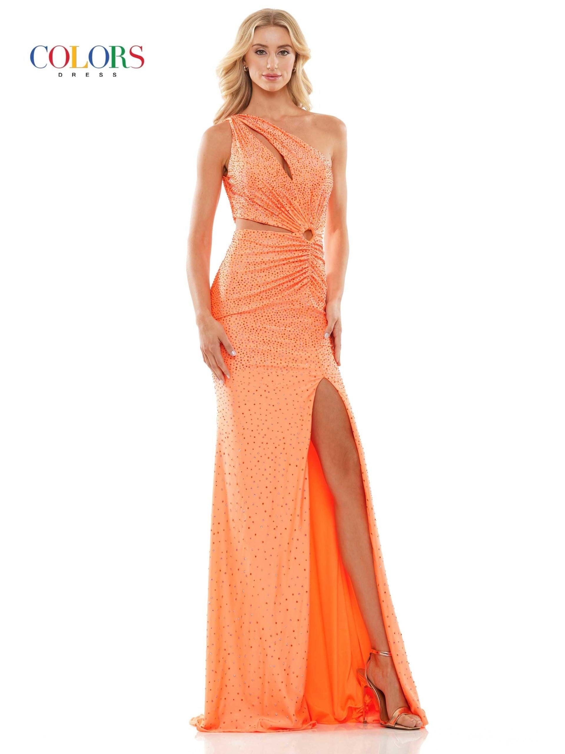 Colors Long One Shoulder Evening Dress 2868 - The Dress Outlet