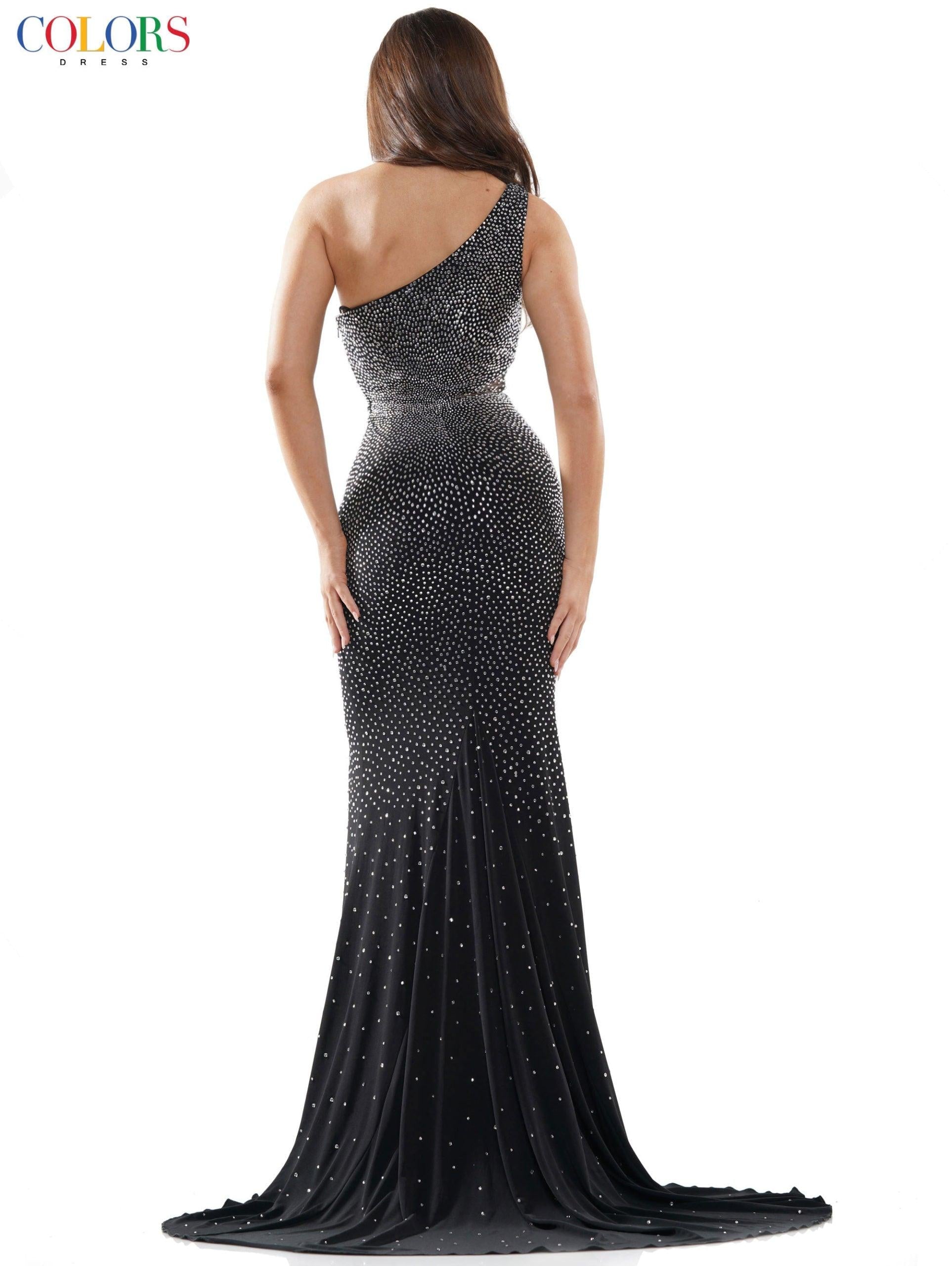 Colors Long One Shoulder Fitted Prom Dress 2647 - The Dress Outlet