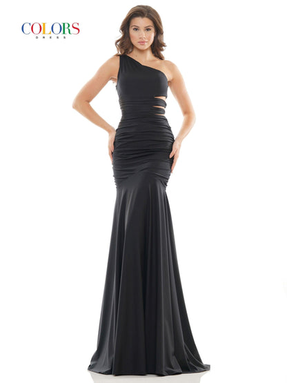 Colors Long One Shoulder Fitted Prom Dress 2693 - The Dress Outlet