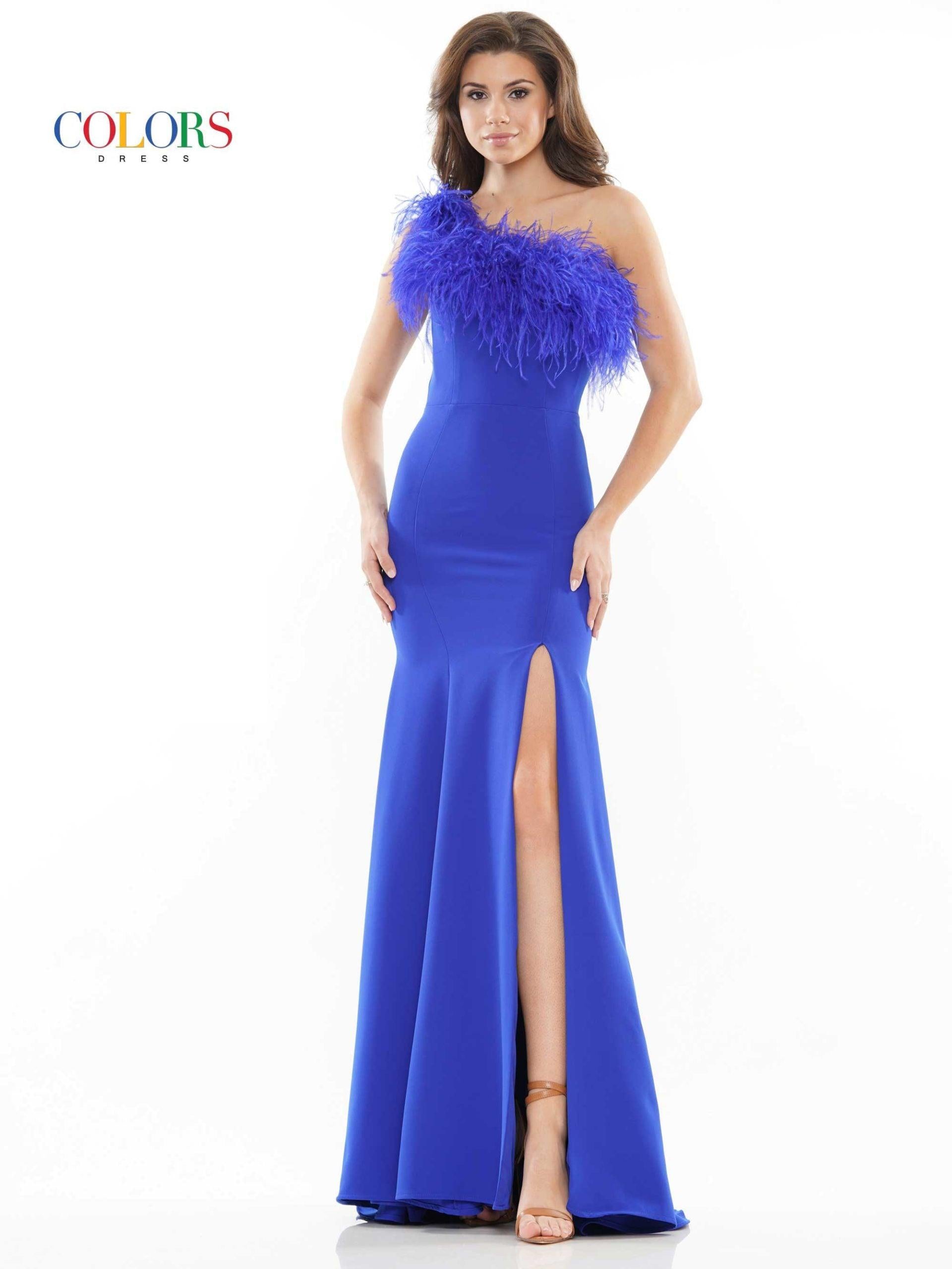 Colors 2405 Colors Long One Shoulder Formal Prom Dress