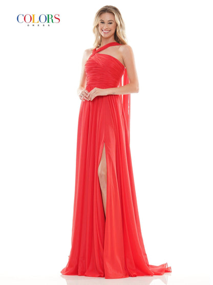 Colors Long One Shoulder Prom Chiffon Dress 2714 - The Dress Outlet