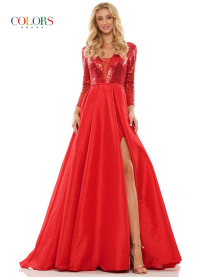 Colors Long Sleeve Prom Dress 2981 - The Dress Outlet