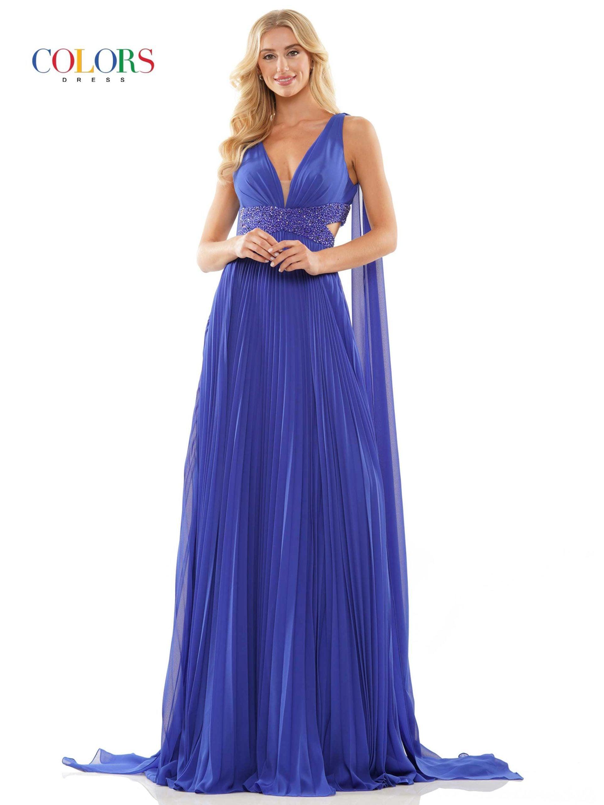 Colors Long Sleeveless Evening Dress 2895 - The Dress Outlet