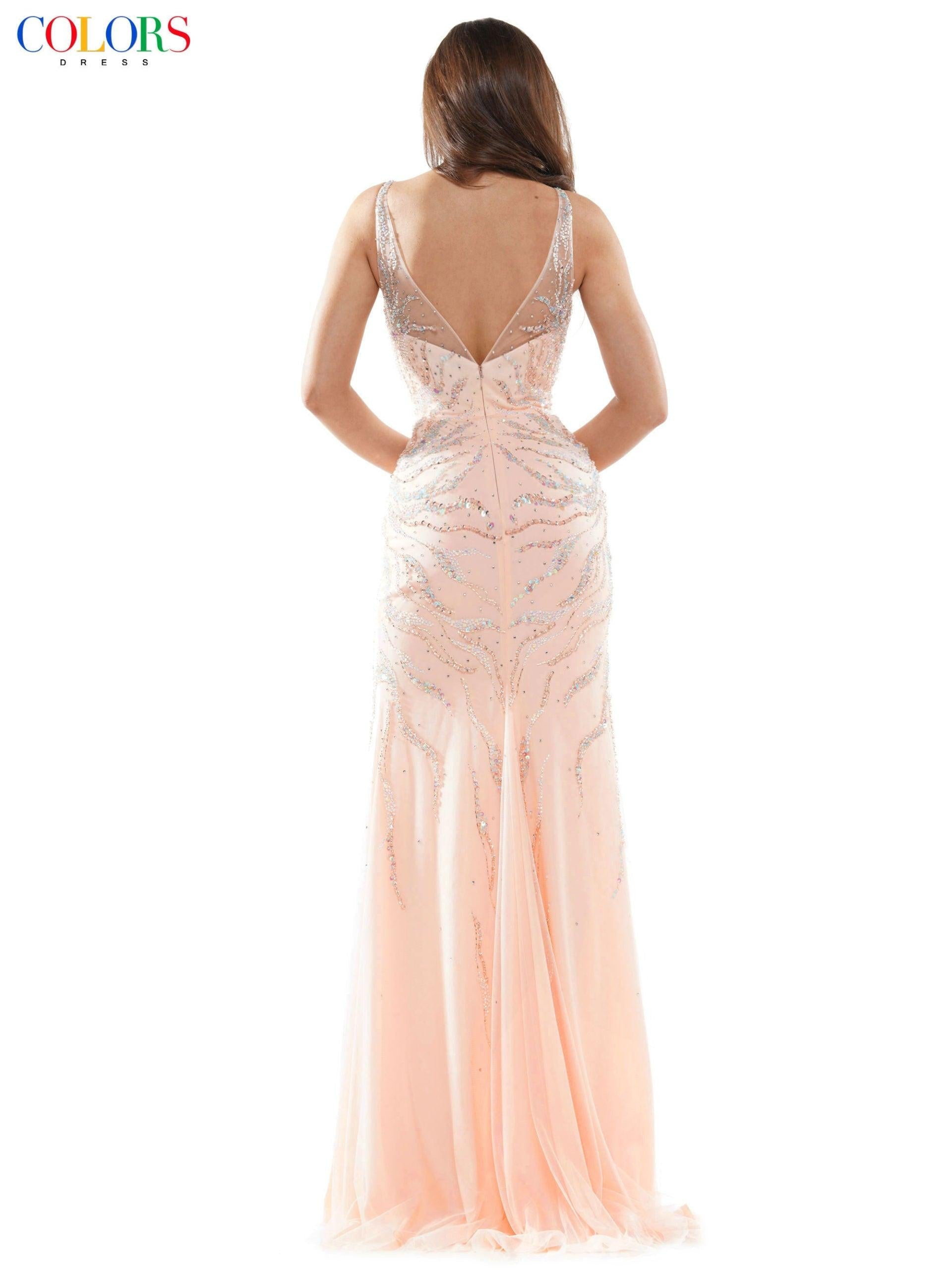 Colors Long Sleeveless Fitted Prom Dress 2651 - The Dress Outlet