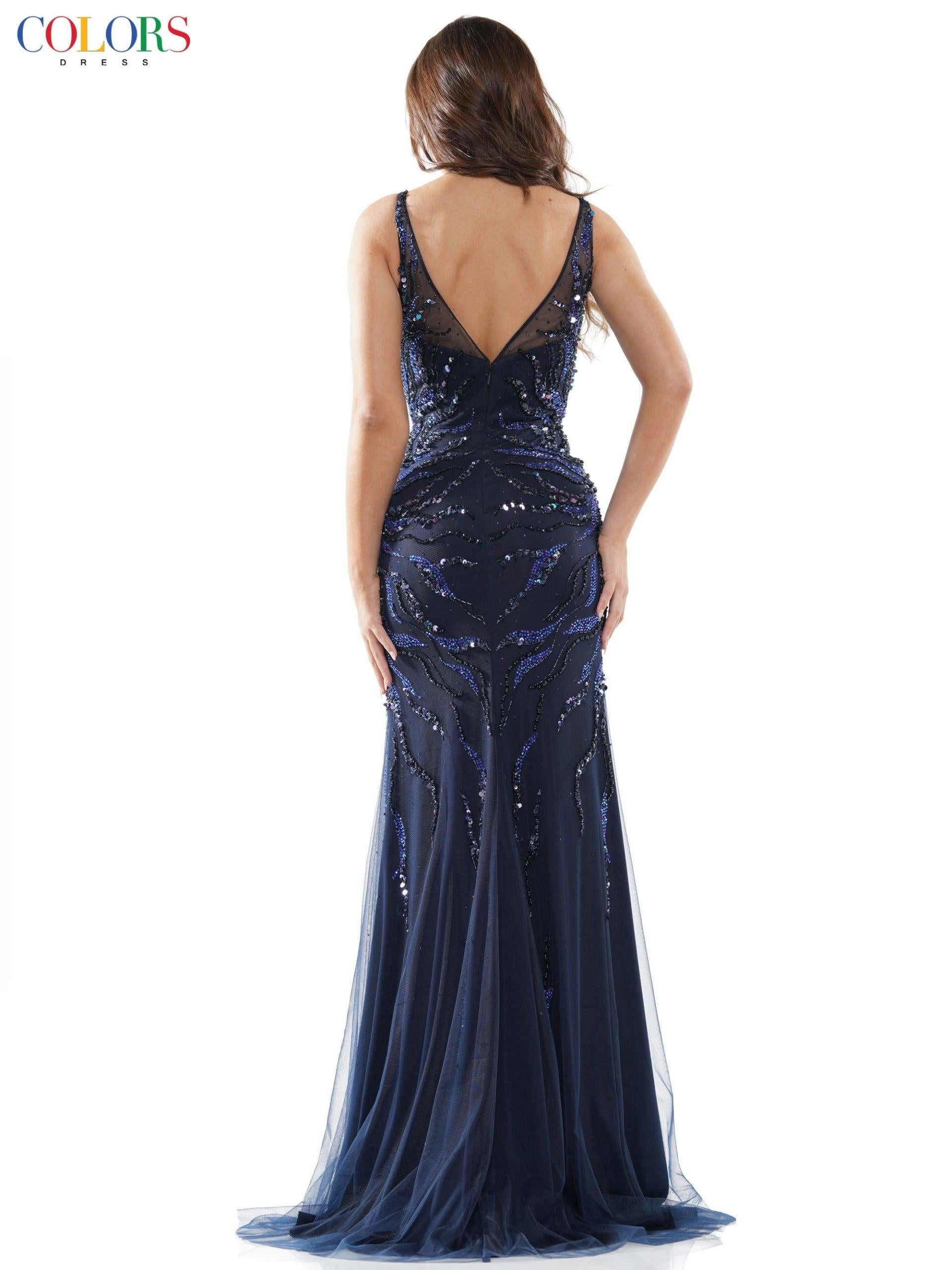 Colors Long Sleeveless Fitted Prom Dress 2651 - The Dress Outlet