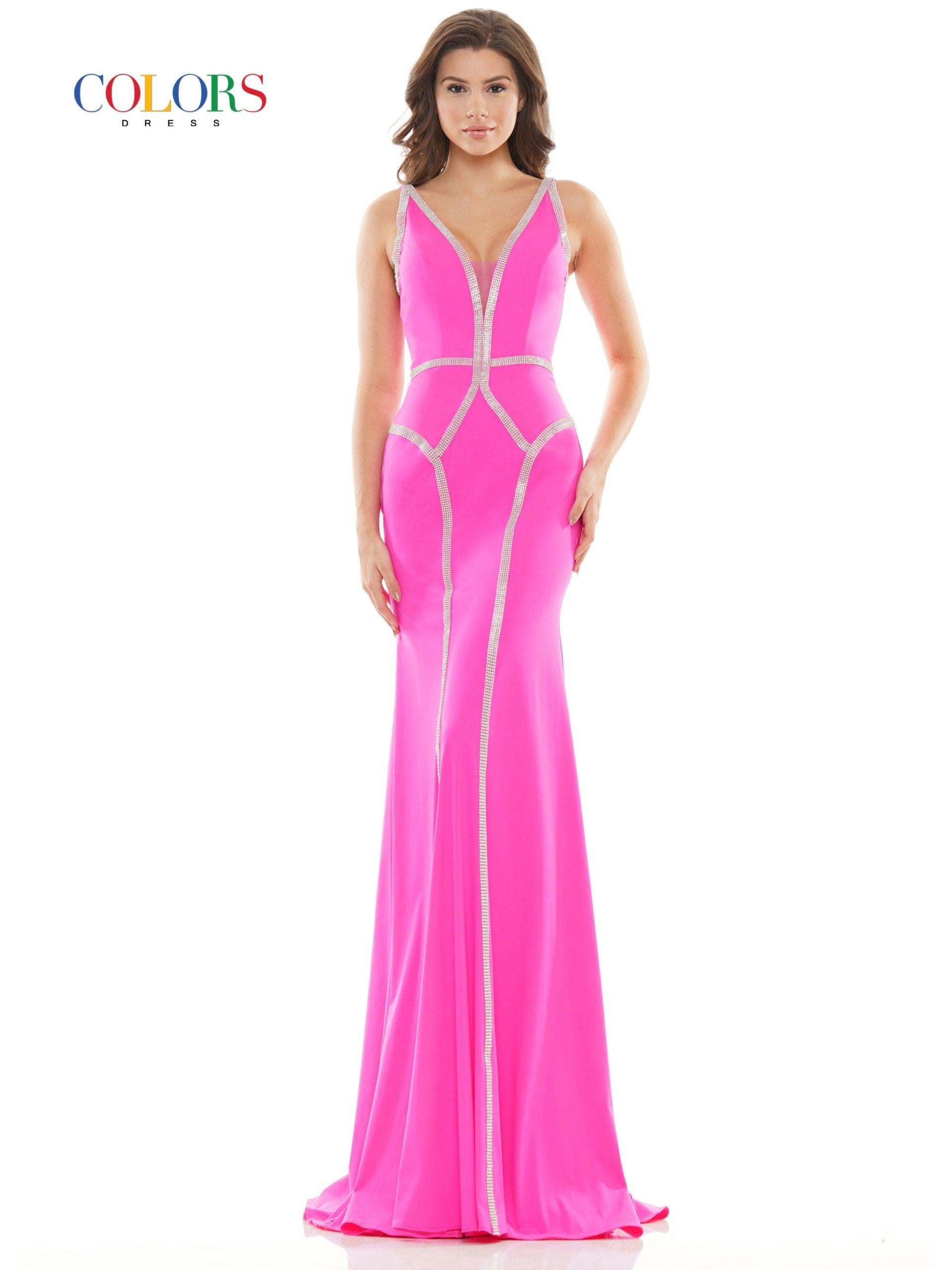 Colors Long Sleeveless Formal Beaded Dress 2696 - The Dress Outlet