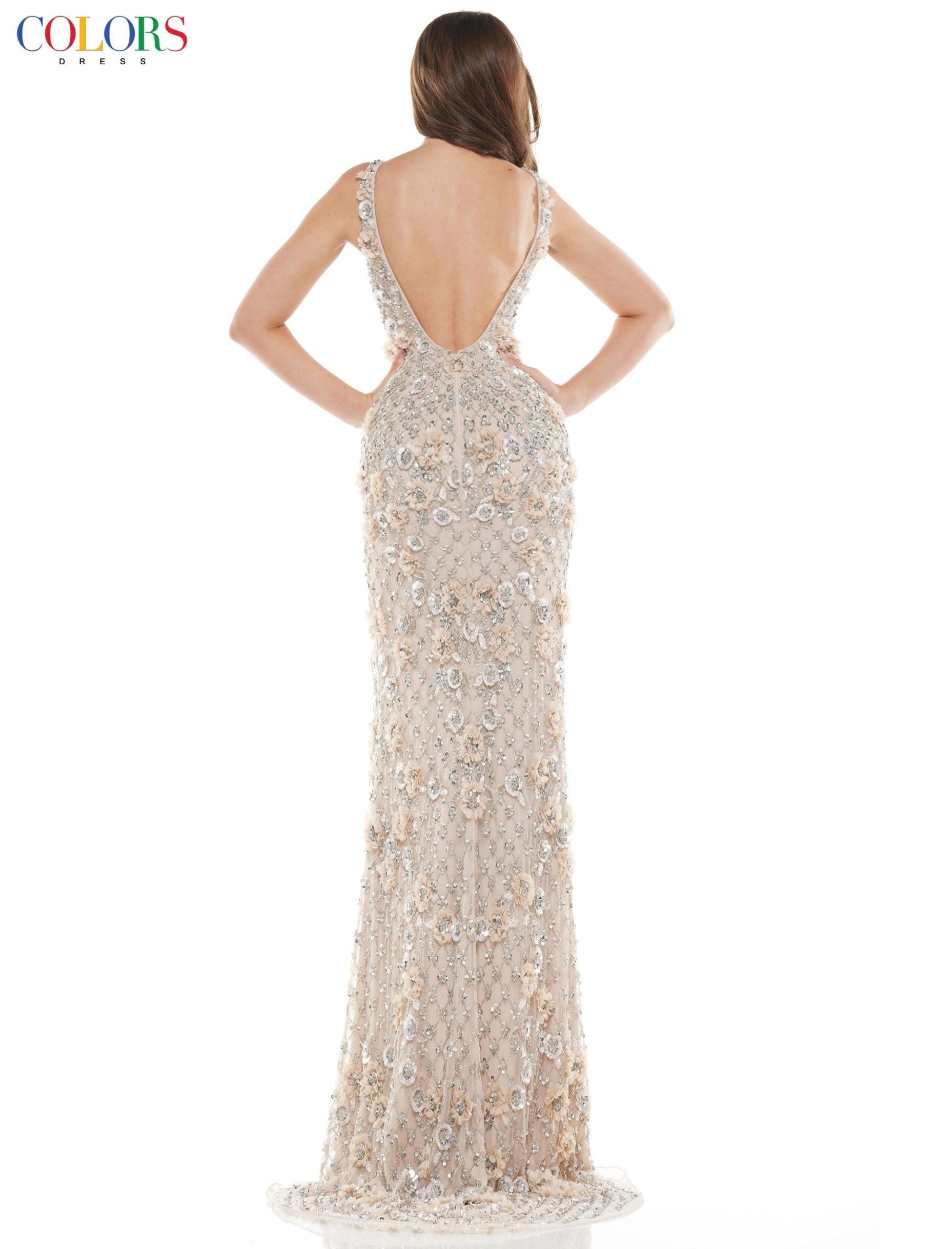 Colors K110 Colors Long Sleeveless Formal Fitted Prom Dress