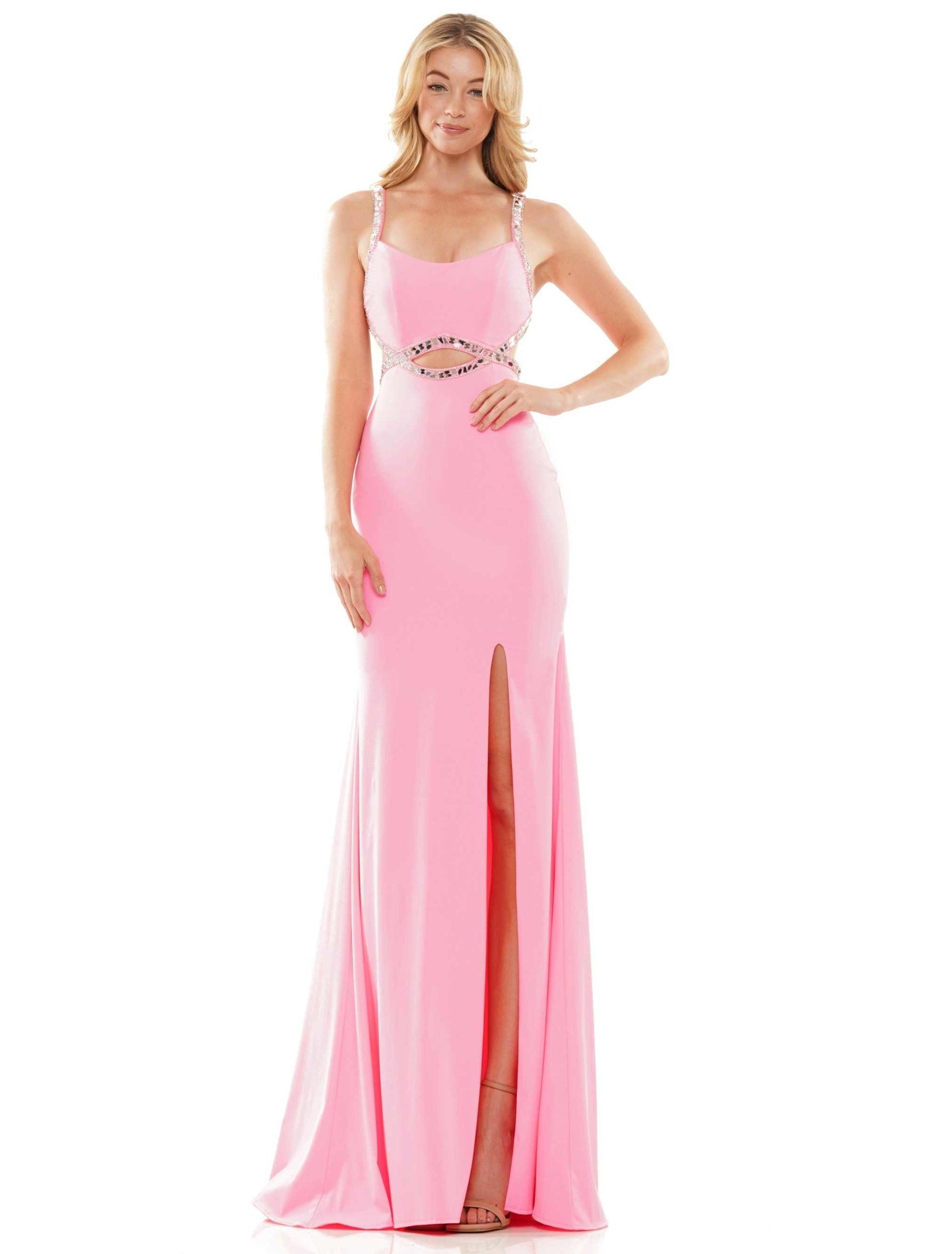 Colors Long Spaghetti Strap Evening Dress 2829 - The Dress Outlet