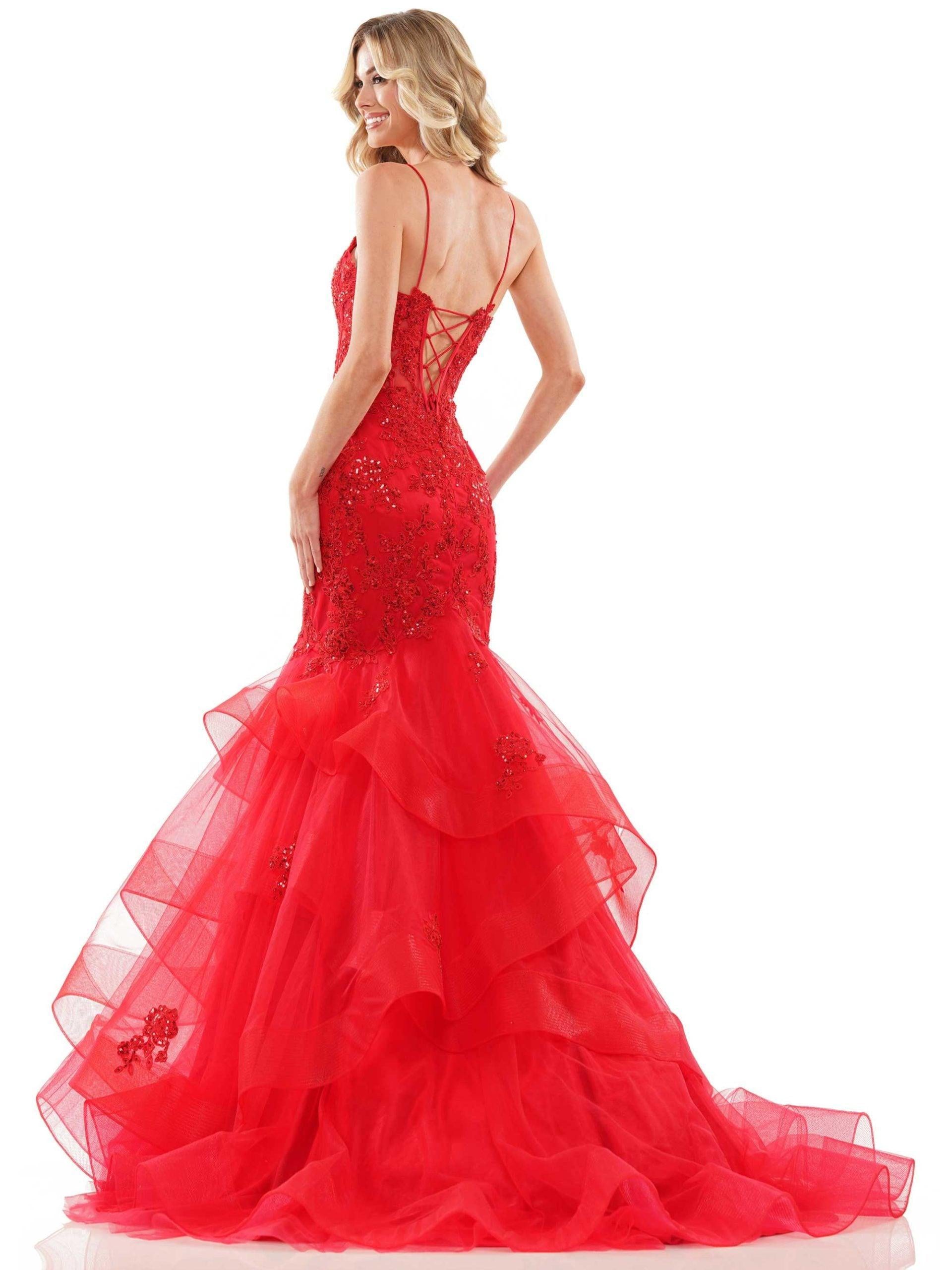 Colors Long Spaghetti Strap Evening Dress 2899 - The Dress Outlet