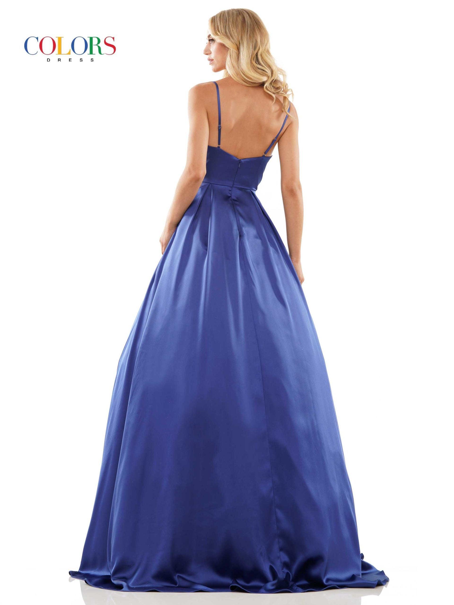 Colors Long Spaghetti Strap Evening Dress G1088 - The Dress Outlet
