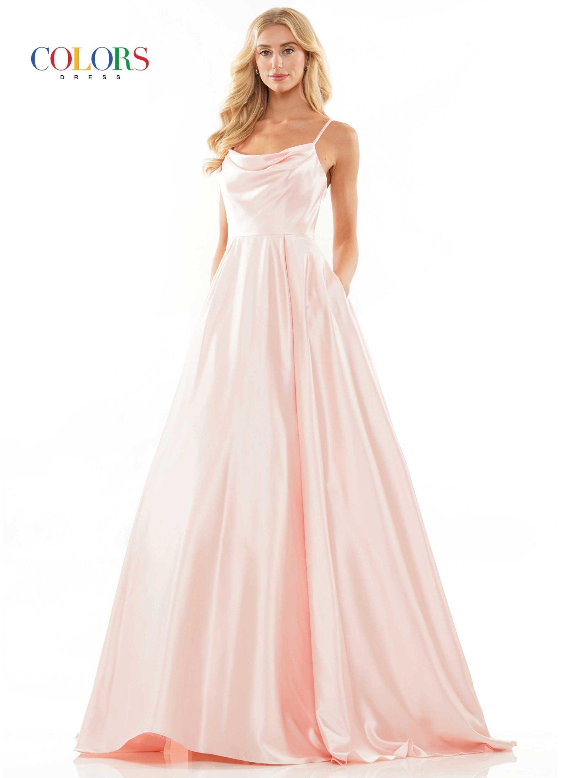 Colors Long Spaghetti Strap Evening Dress G1088 - The Dress Outlet