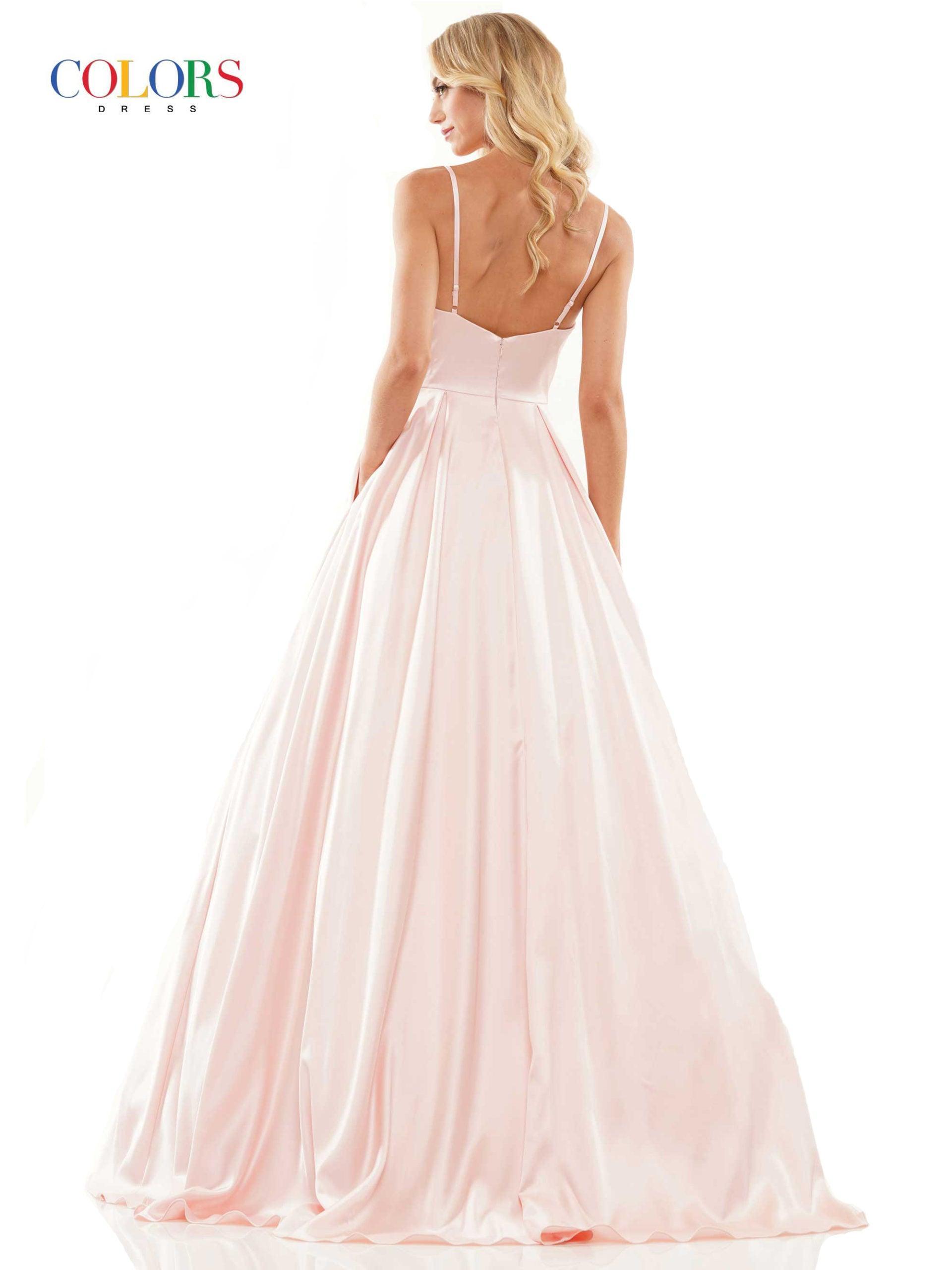 Colors Long Spaghetti Strap Evening Dress G1088 - The Dress Outlet