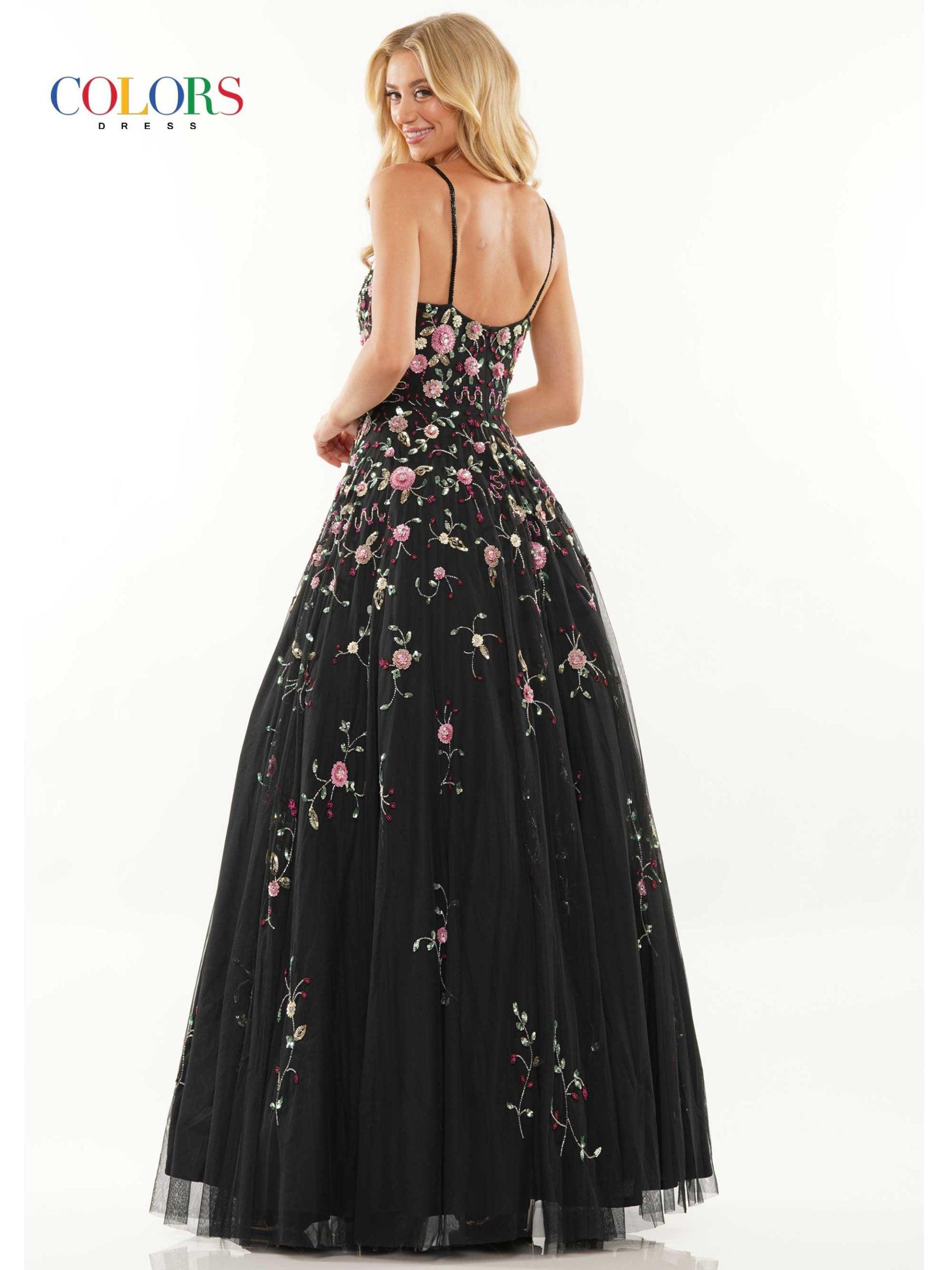 Colors Long Spaghetti Strap Evening Dress K141 - The Dress Outlet