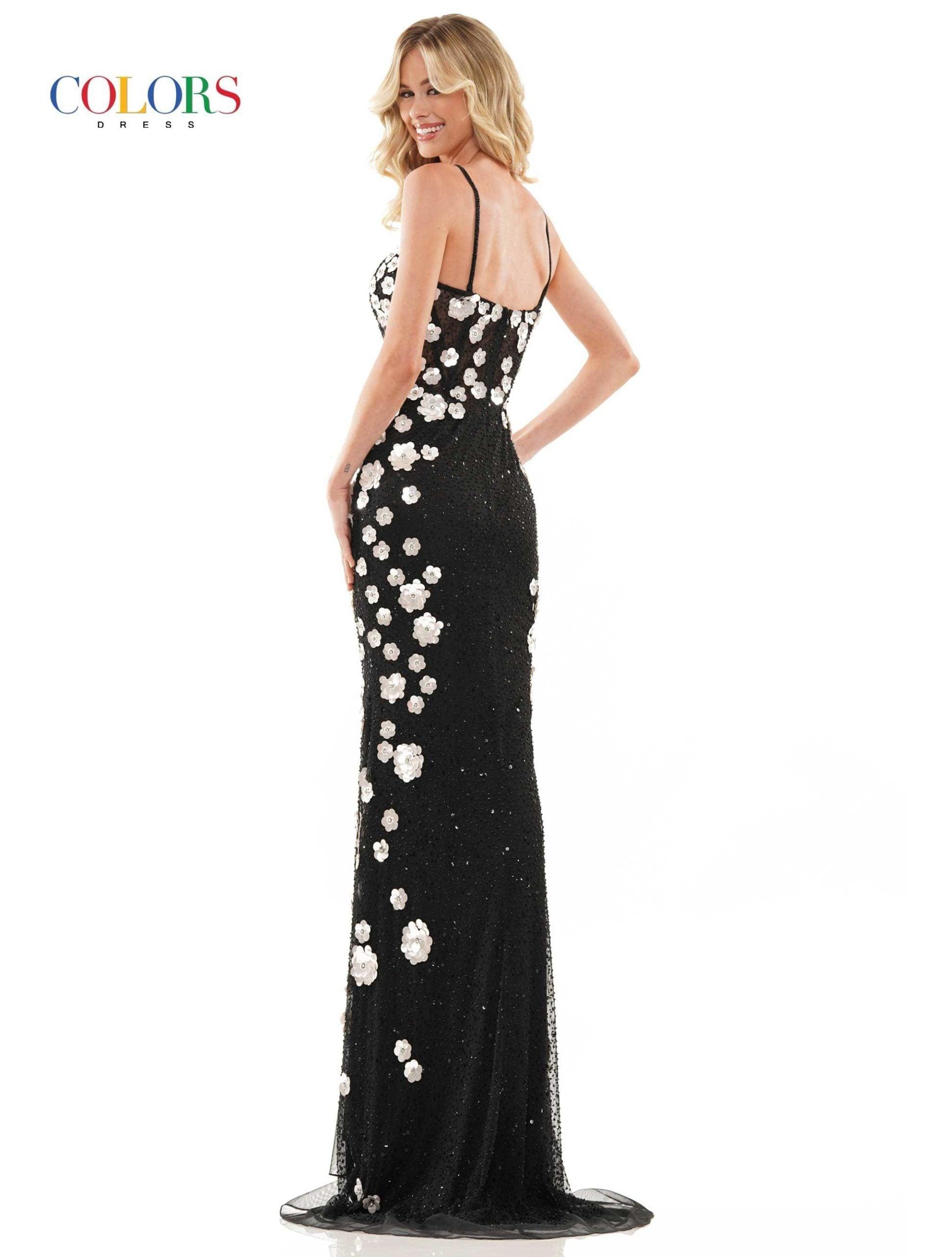 Colors K135 Colors Long Spaghetti Strap Evening Dress