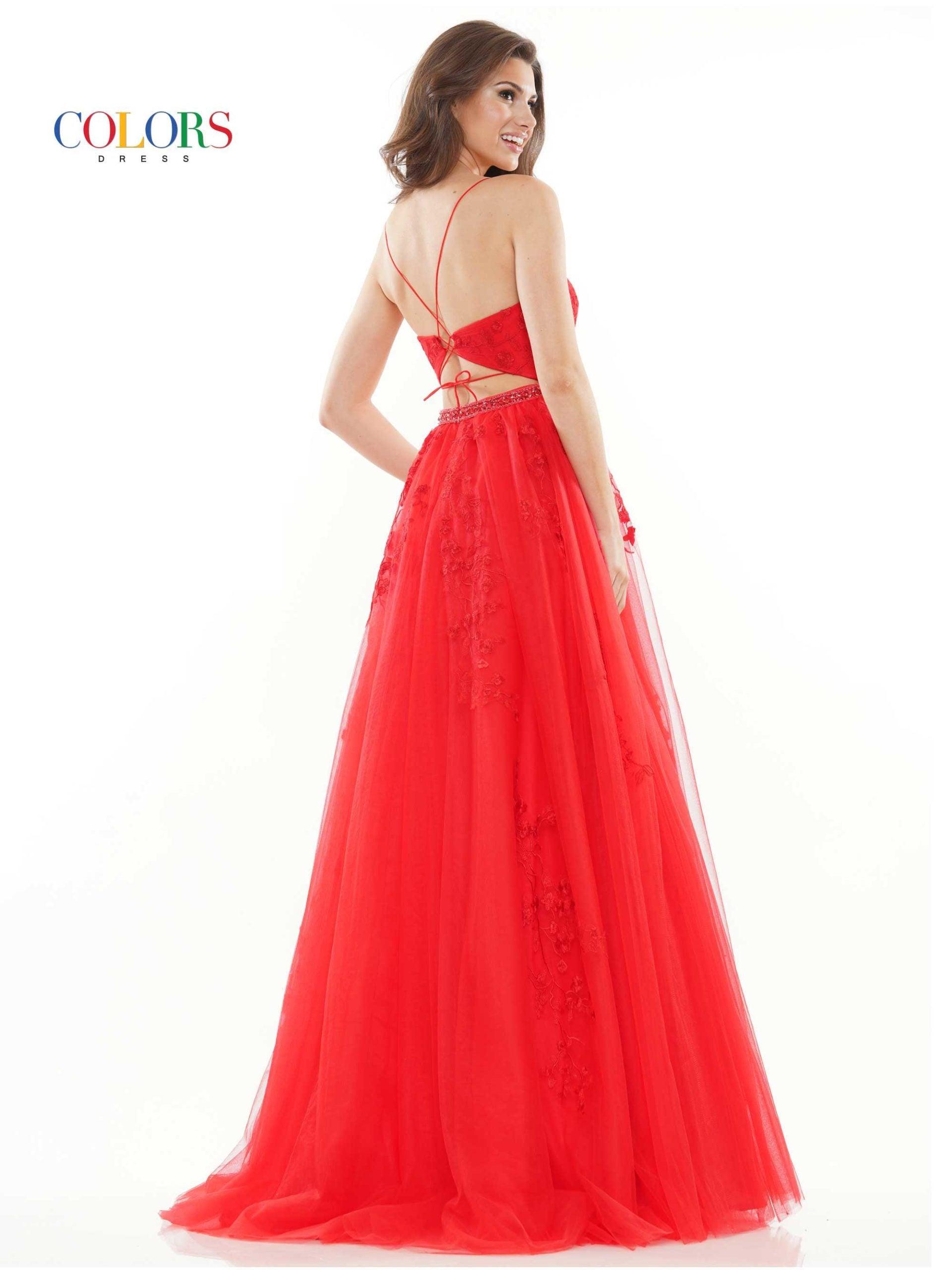 Colors Long Spaghetti Strap Formal Prom Dress 2532 - The Dress Outlet