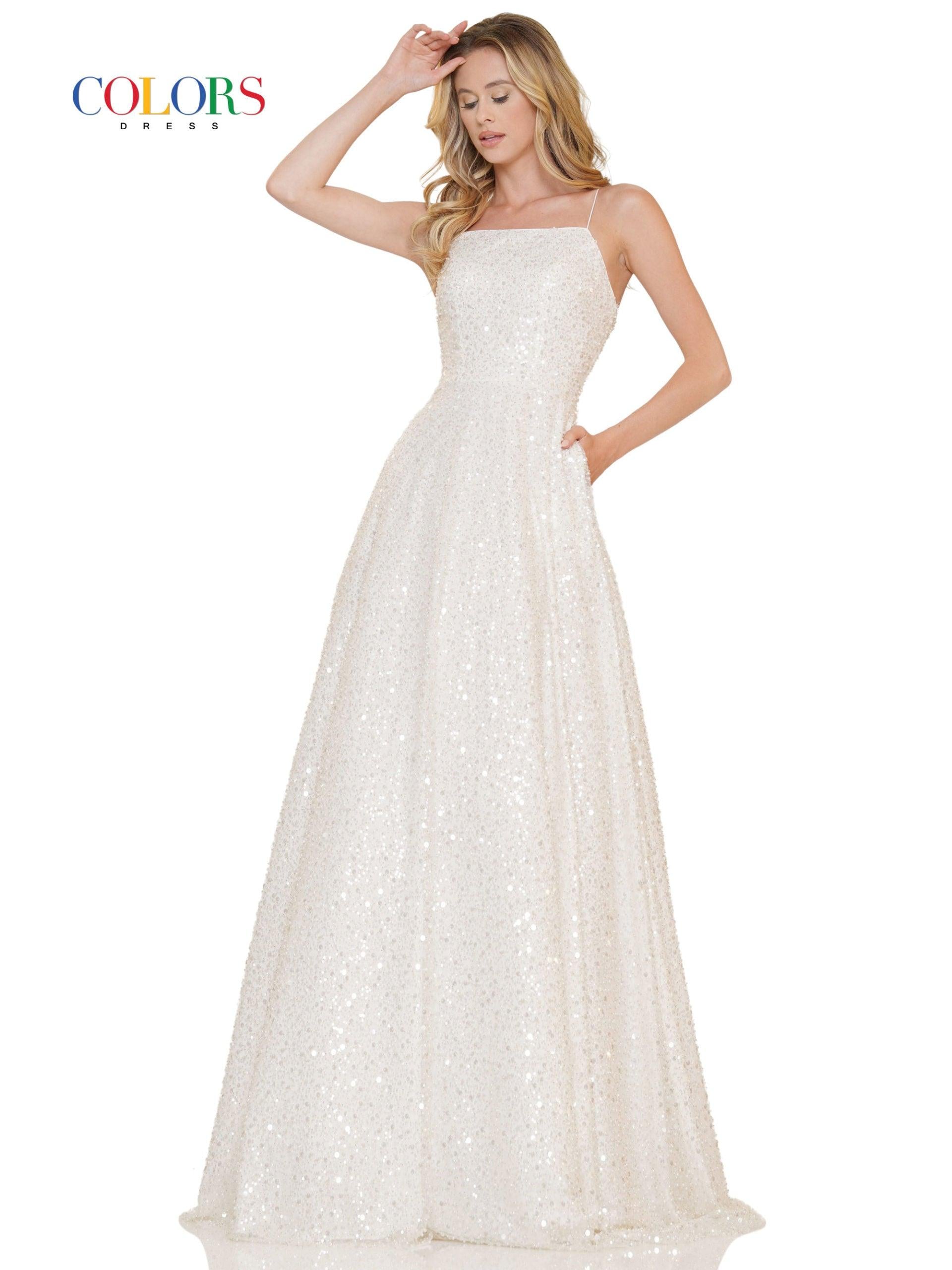 Colors 2665 Colors Long Spaghetti Strap Prom Ball Gown