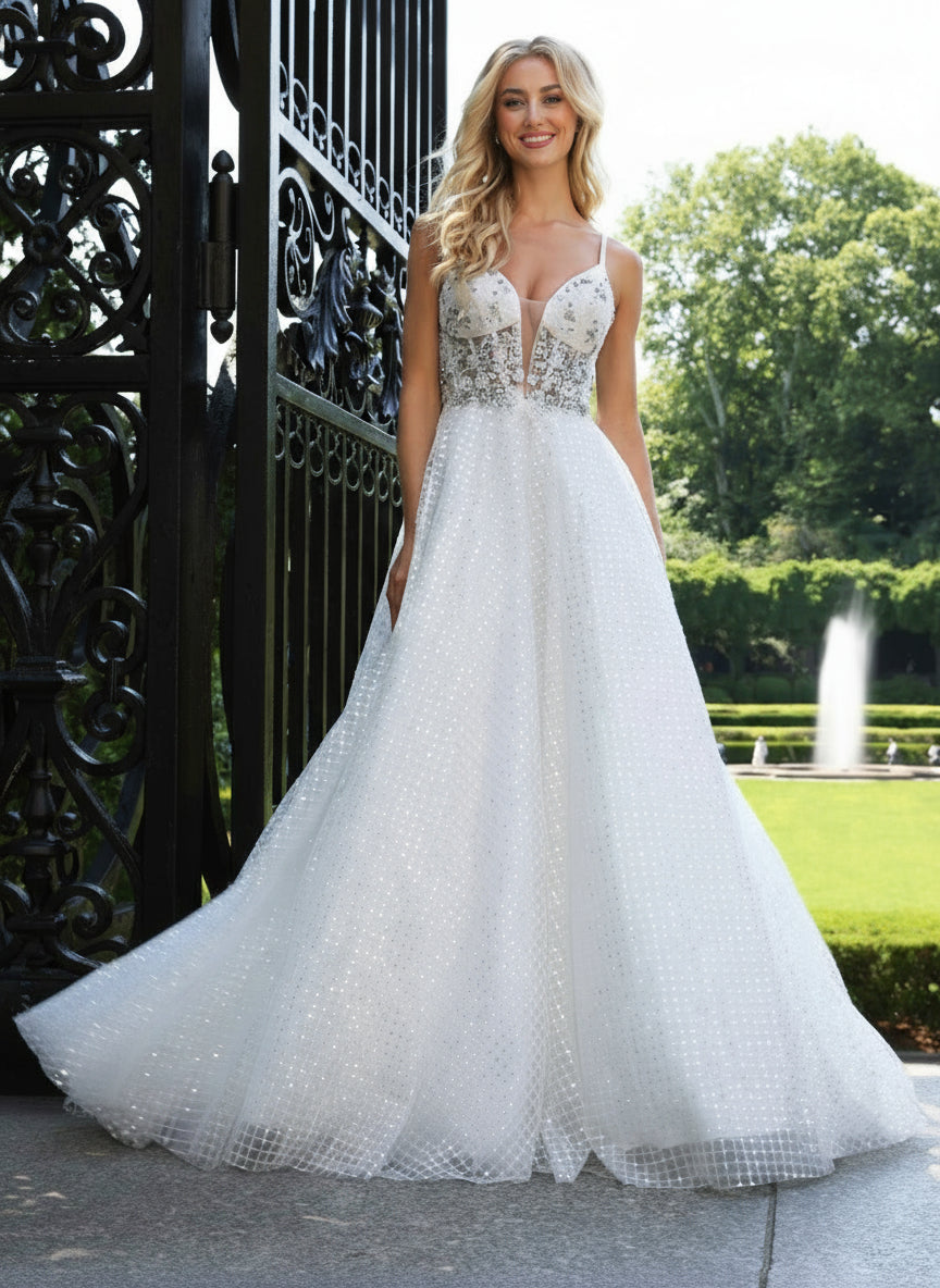Elegant Spaghetti Straps A-Line Vintage Long Prom Dress, DP4357
