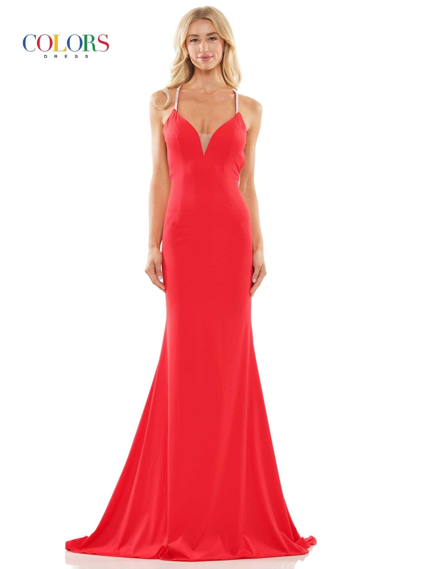 Colors Long Spaghetti Strap Prom Dress 2974 - The Dress Outlet
