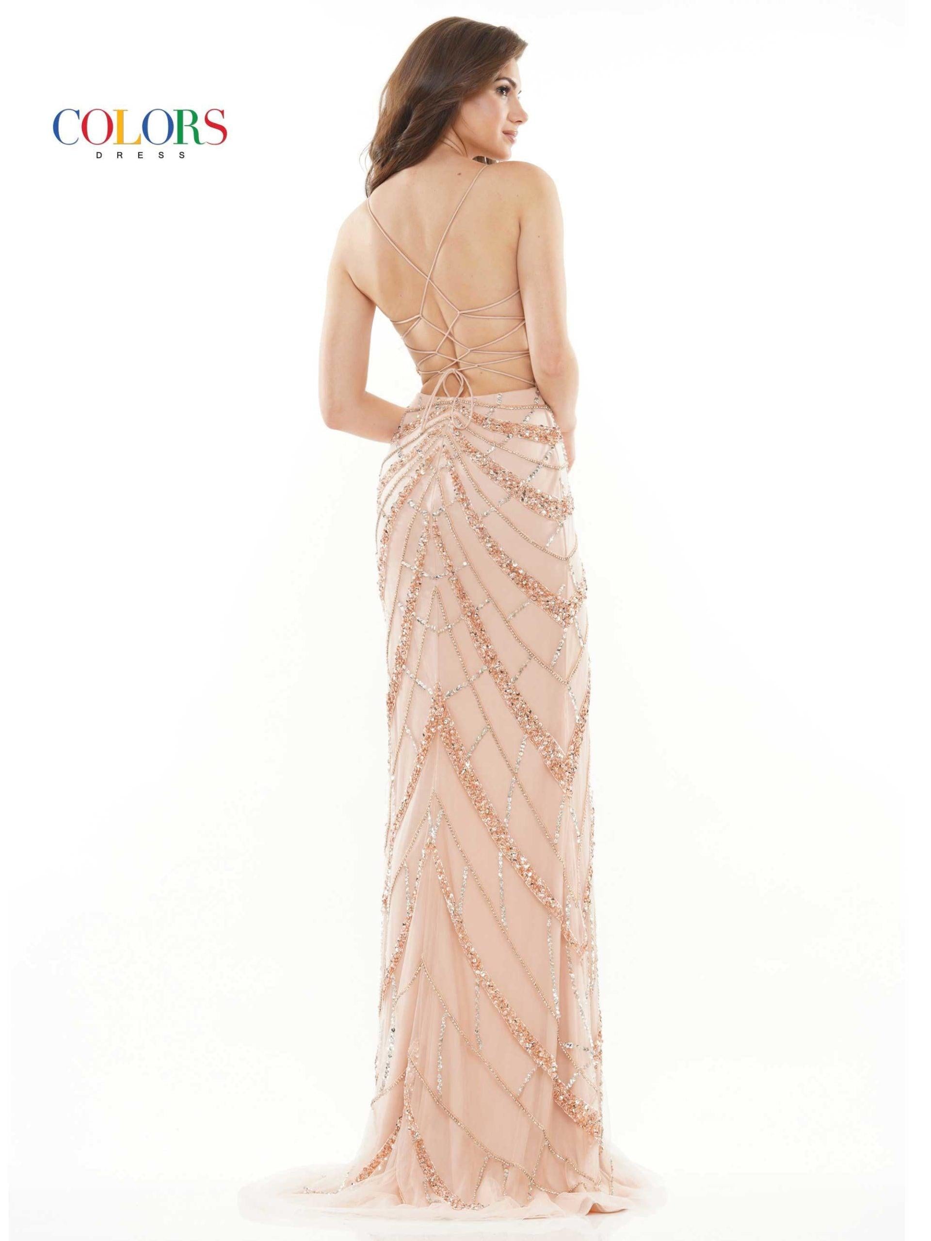 Colors 2678 Colors Long Spaghetti Strap Prom Formal Dress