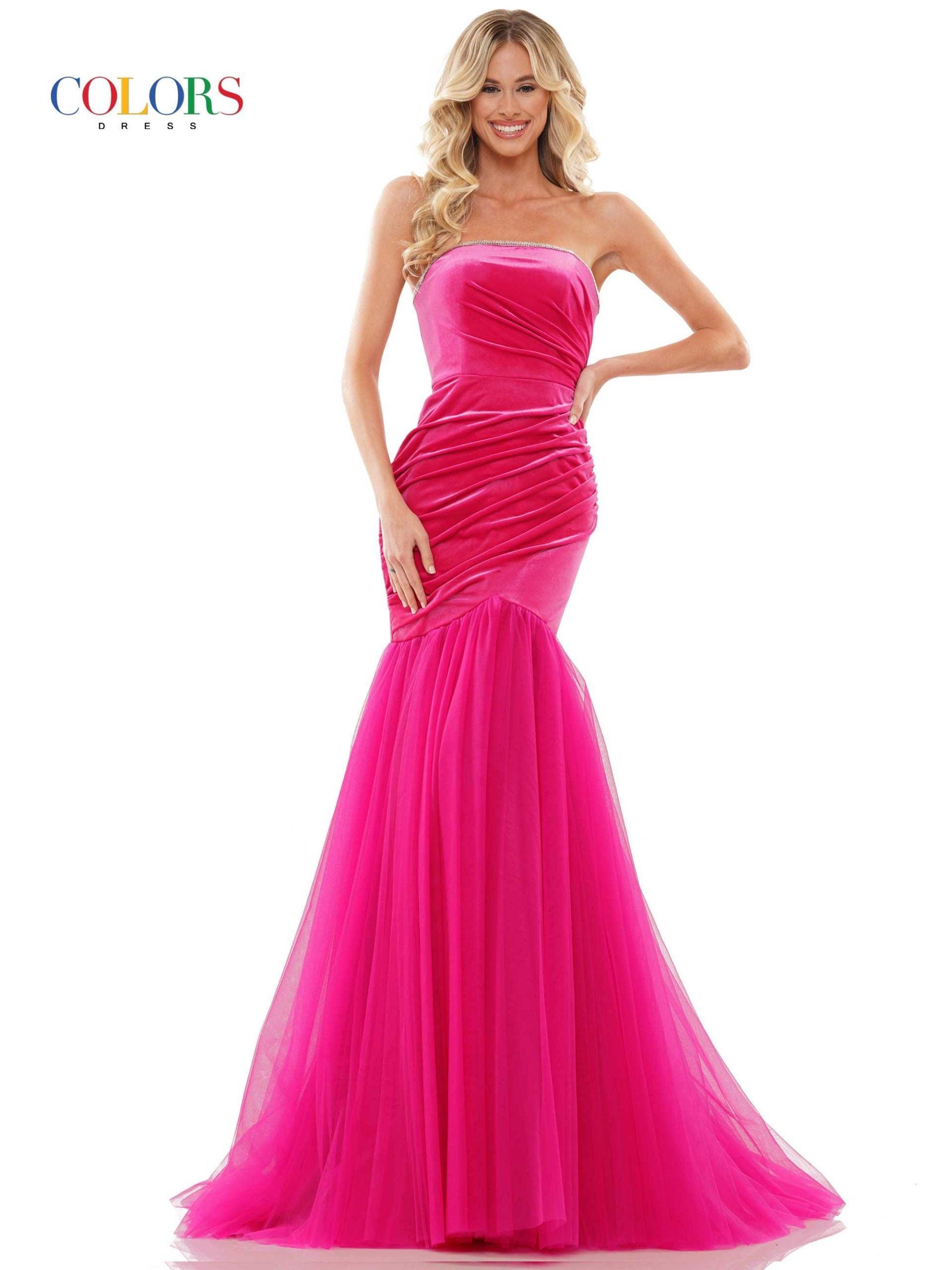 Colors Long Strapless Prom Dress 2886 - The Dress Outlet