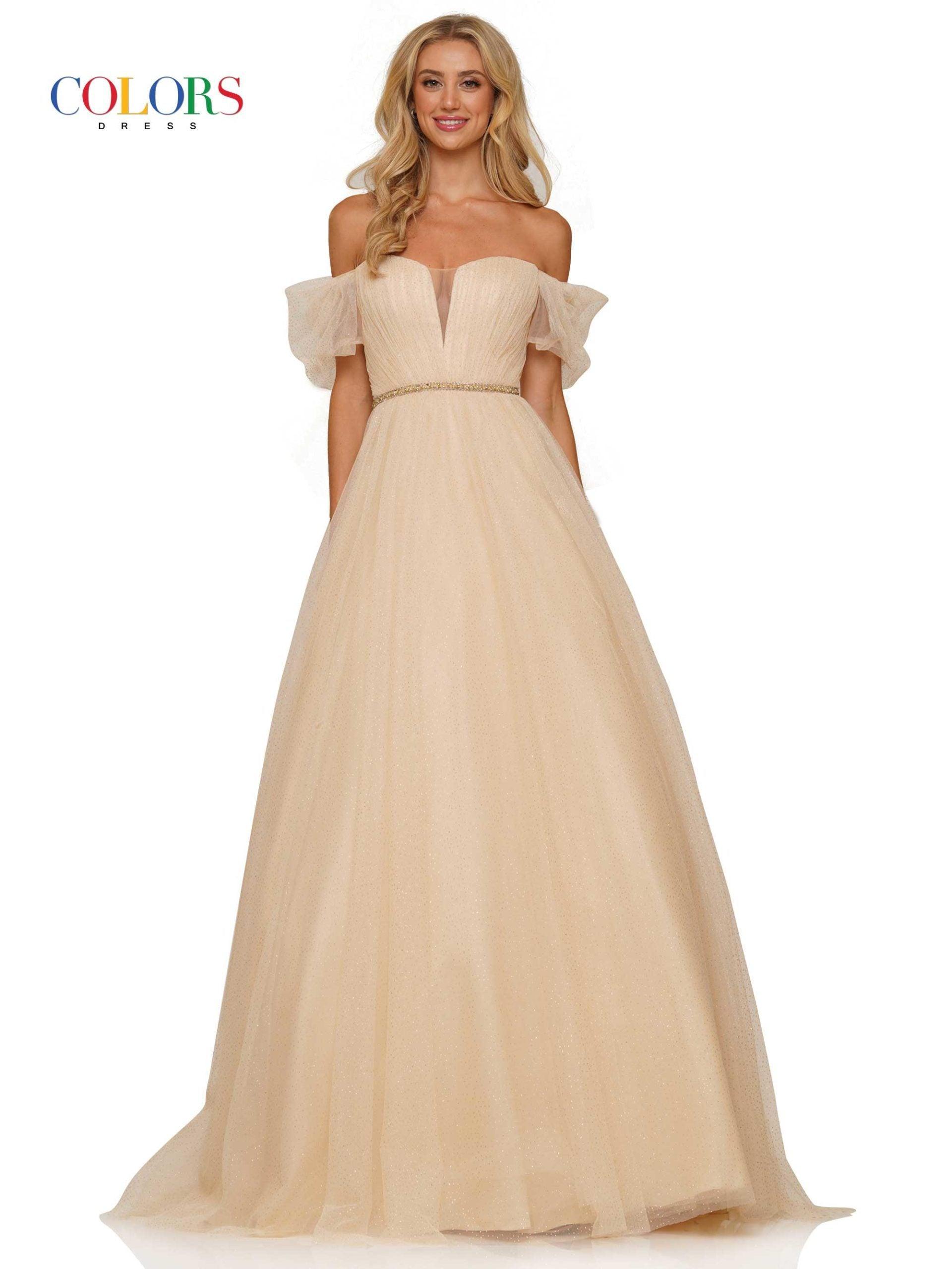 Colors 2912 Colors Off Shoulder Long Prom Dress