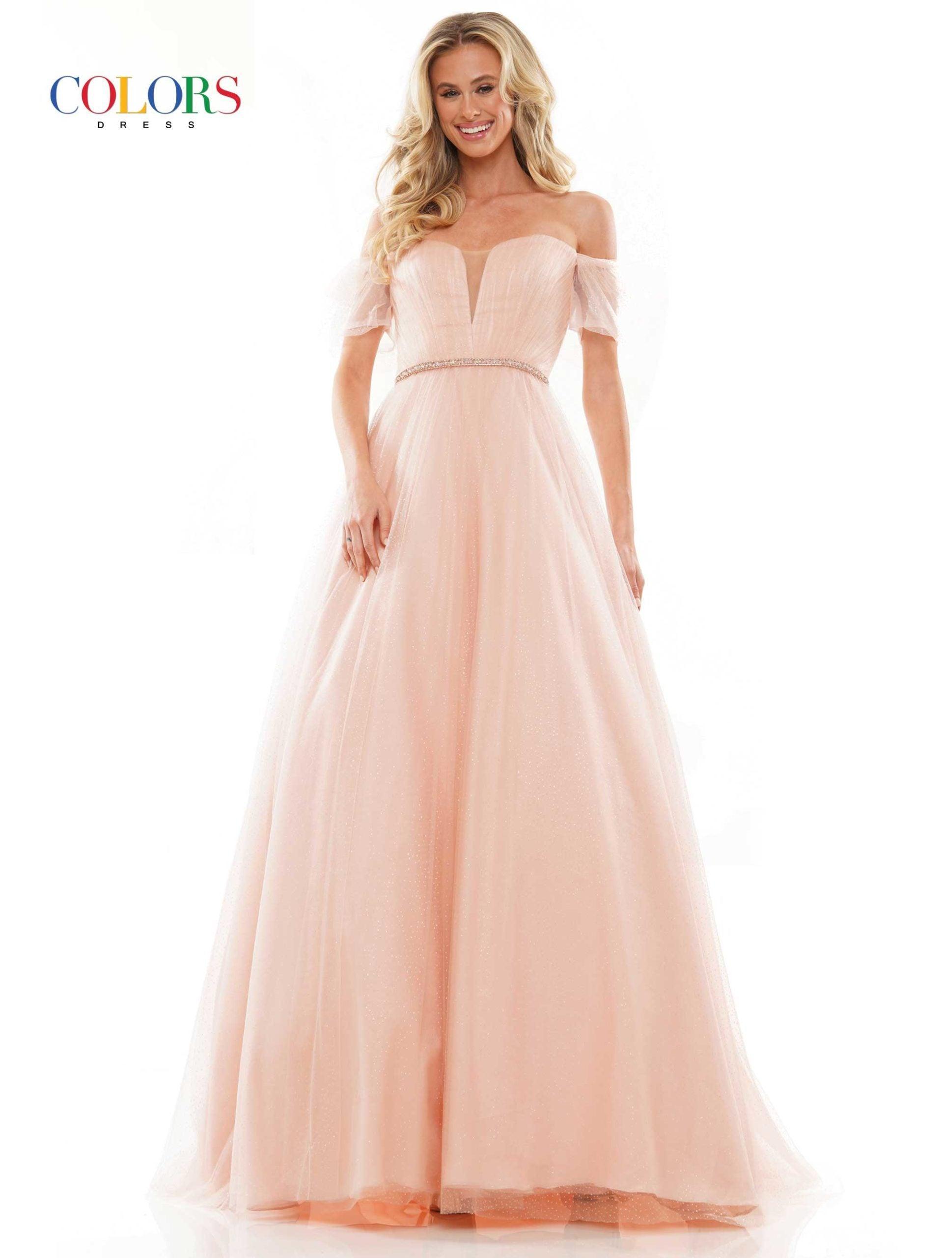 Colors 2912 Colors Off Shoulder Long Prom Dress
