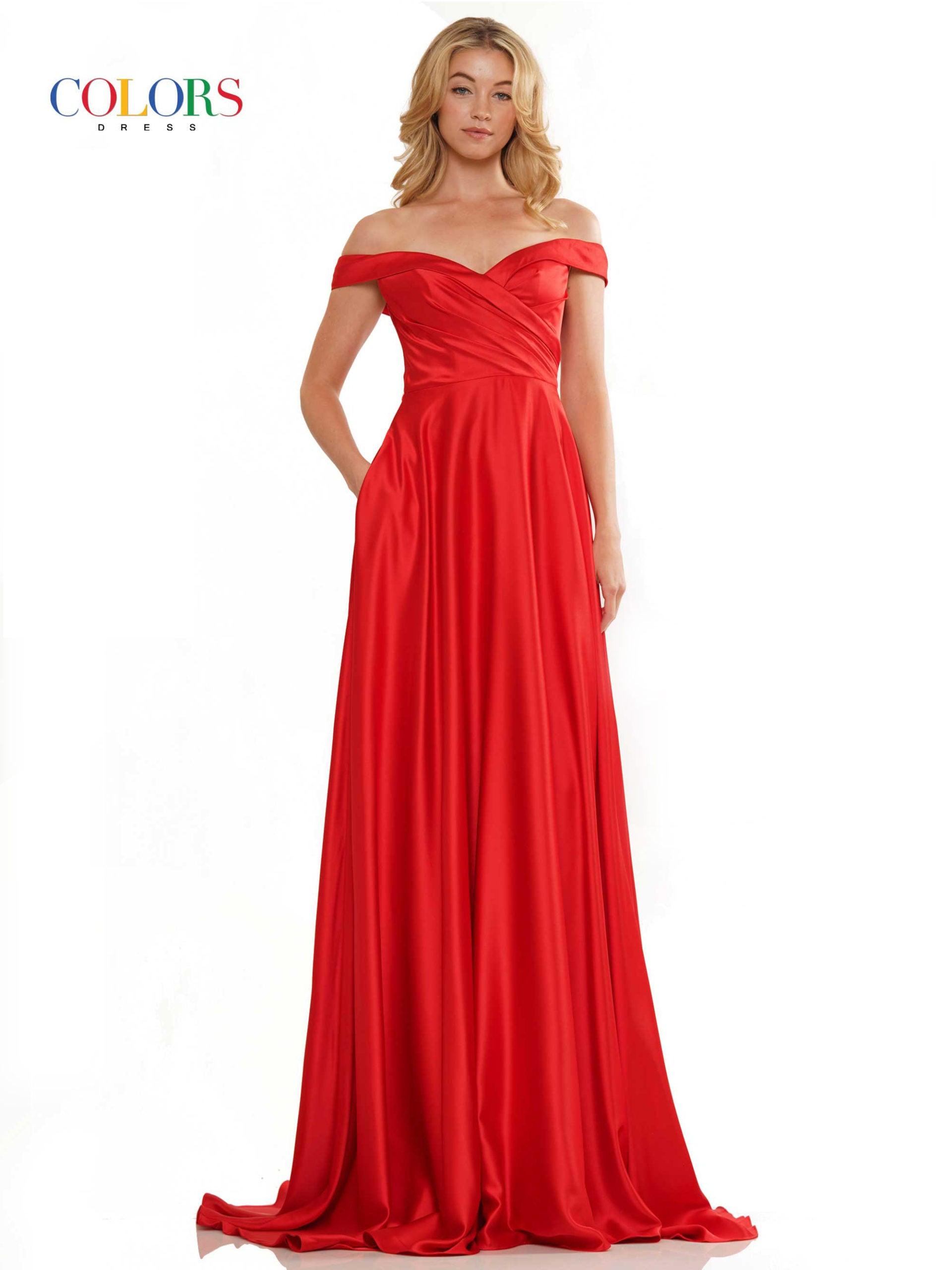 Colors G1099 Colors Off Shoulder Long Prom Dress