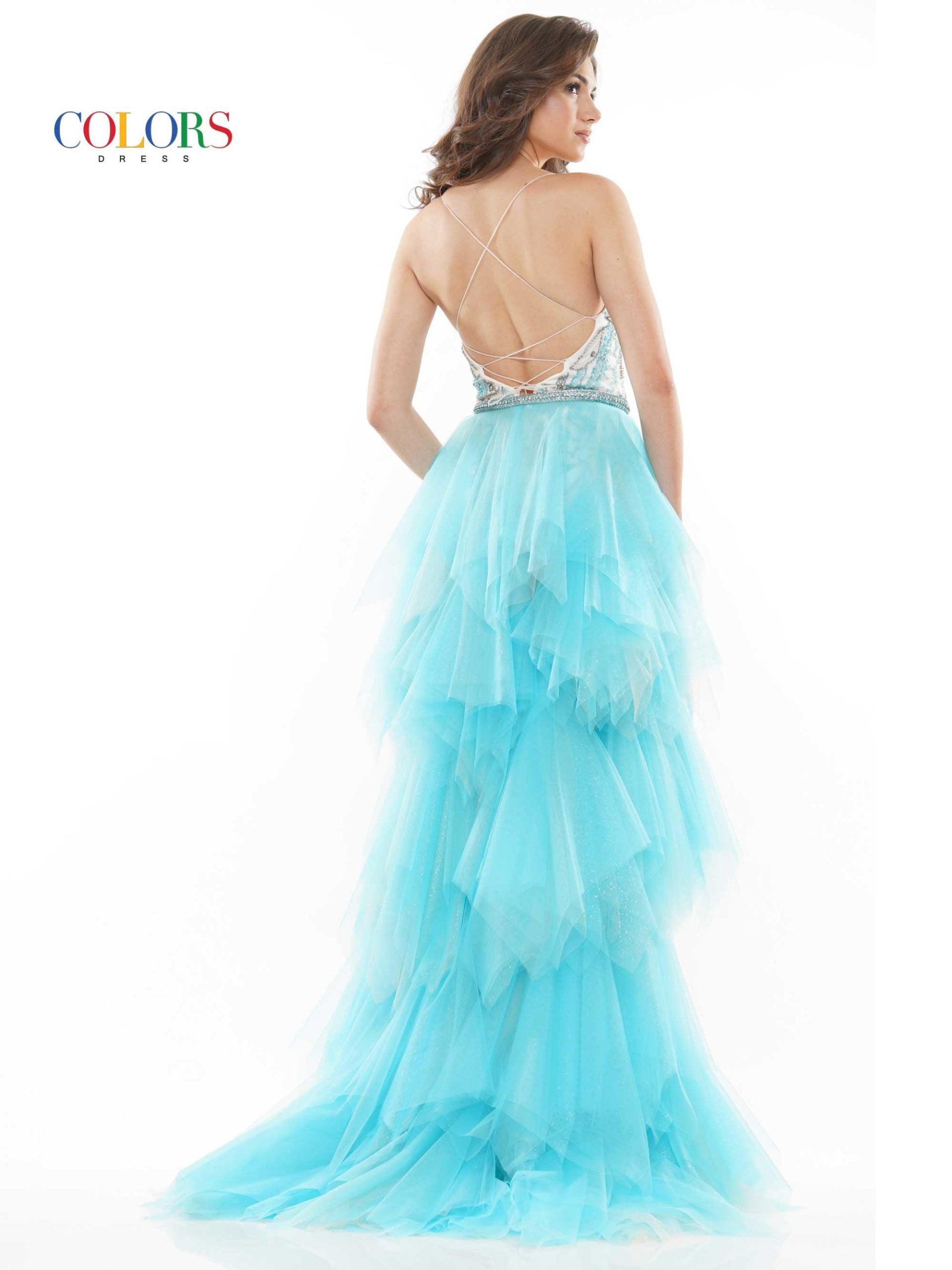 Colors 2701 Colors Prom Formal Beaded Romper Skirt Overlay