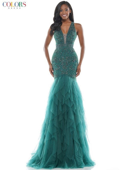 Colors Prom Long Formal Beaded Dress 2758 - The Dress Outlet
