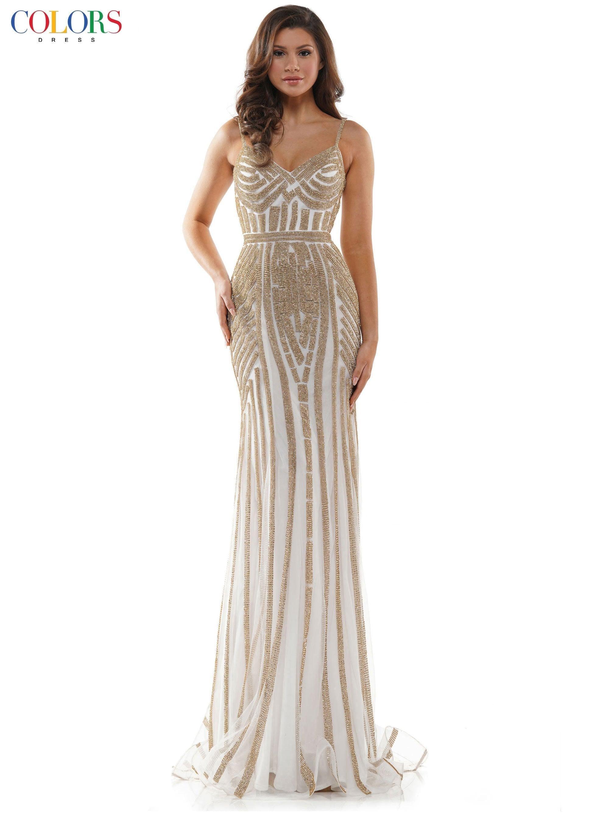Colors Prom Long Formal Beaded Gown 664 - The Dress Outlet