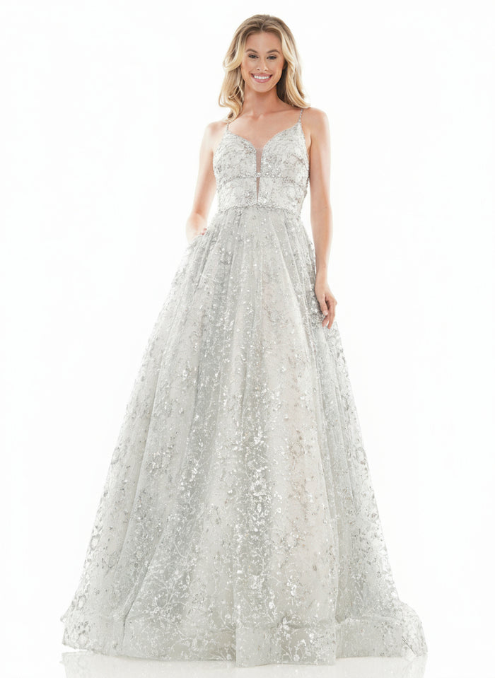 Colors Prom Long Formal Beaded Mesh Ball Gown 2288 - The Dress Outlet