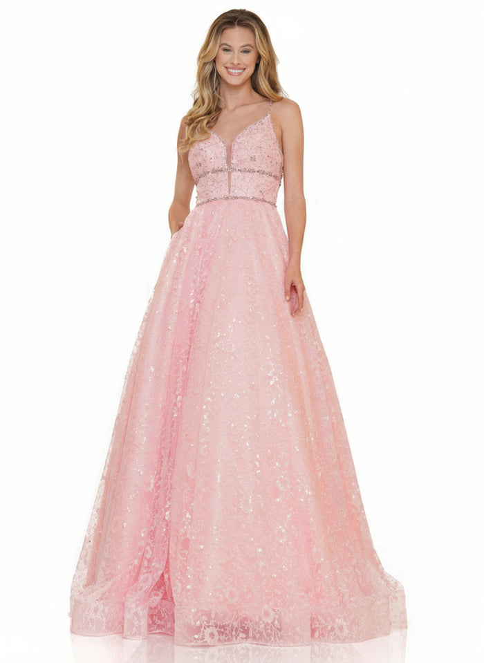 Colors Prom Long Formal Beaded Mesh Ball Gown 2288 - The Dress Outlet