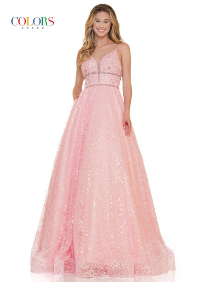 Colors Prom Long Formal Beaded Mesh Ball Gown 2288 - The Dress Outlet
