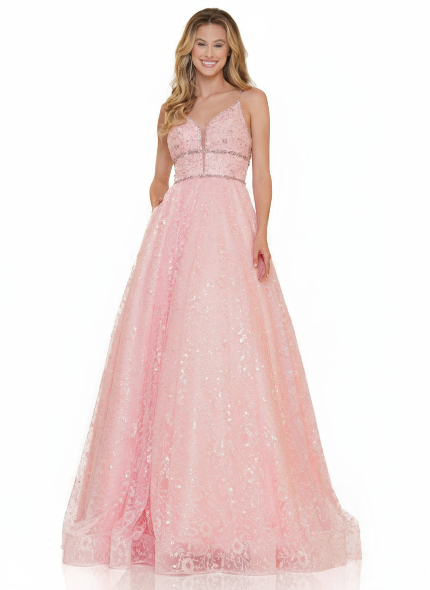 Colors Prom Long Formal Beaded Mesh Ball Gown 2288 - The Dress Outlet
